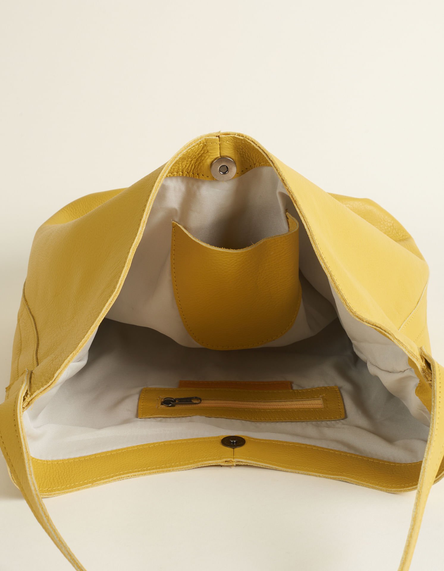 Bolsa Grande Couro Via Mia - Mostarda Amarelo 4