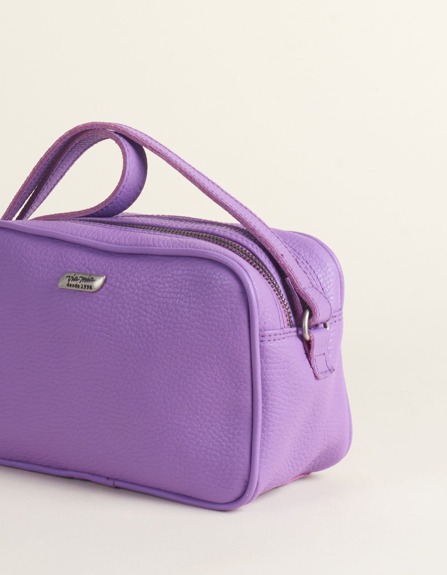 Bolsa Pequena Couro Via Mia - Roxo Roxo 2