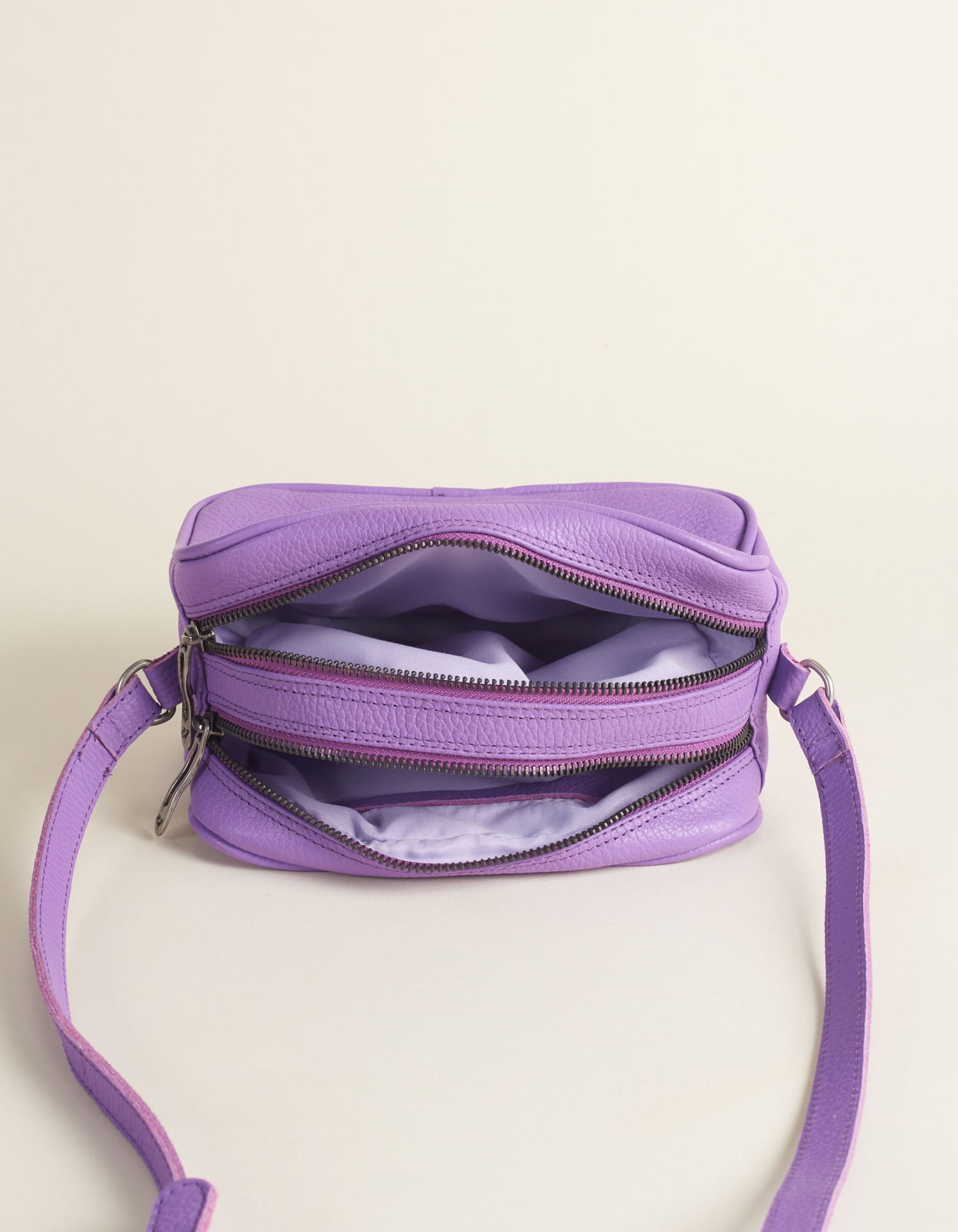 Bolsa Pequena Couro Via Mia - Roxo Roxo 3