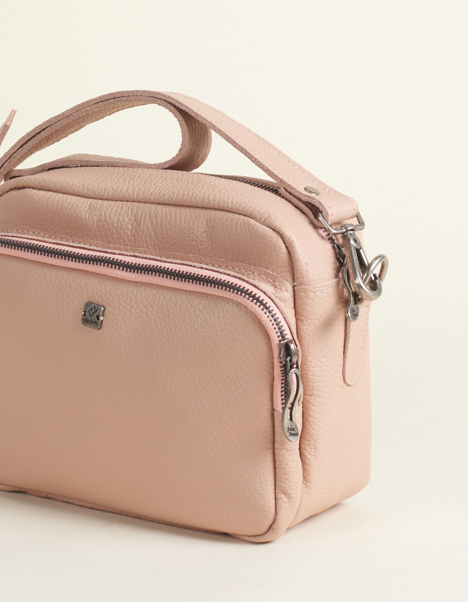 Bolsa Média Couro Via Mia - Areia Bege 2