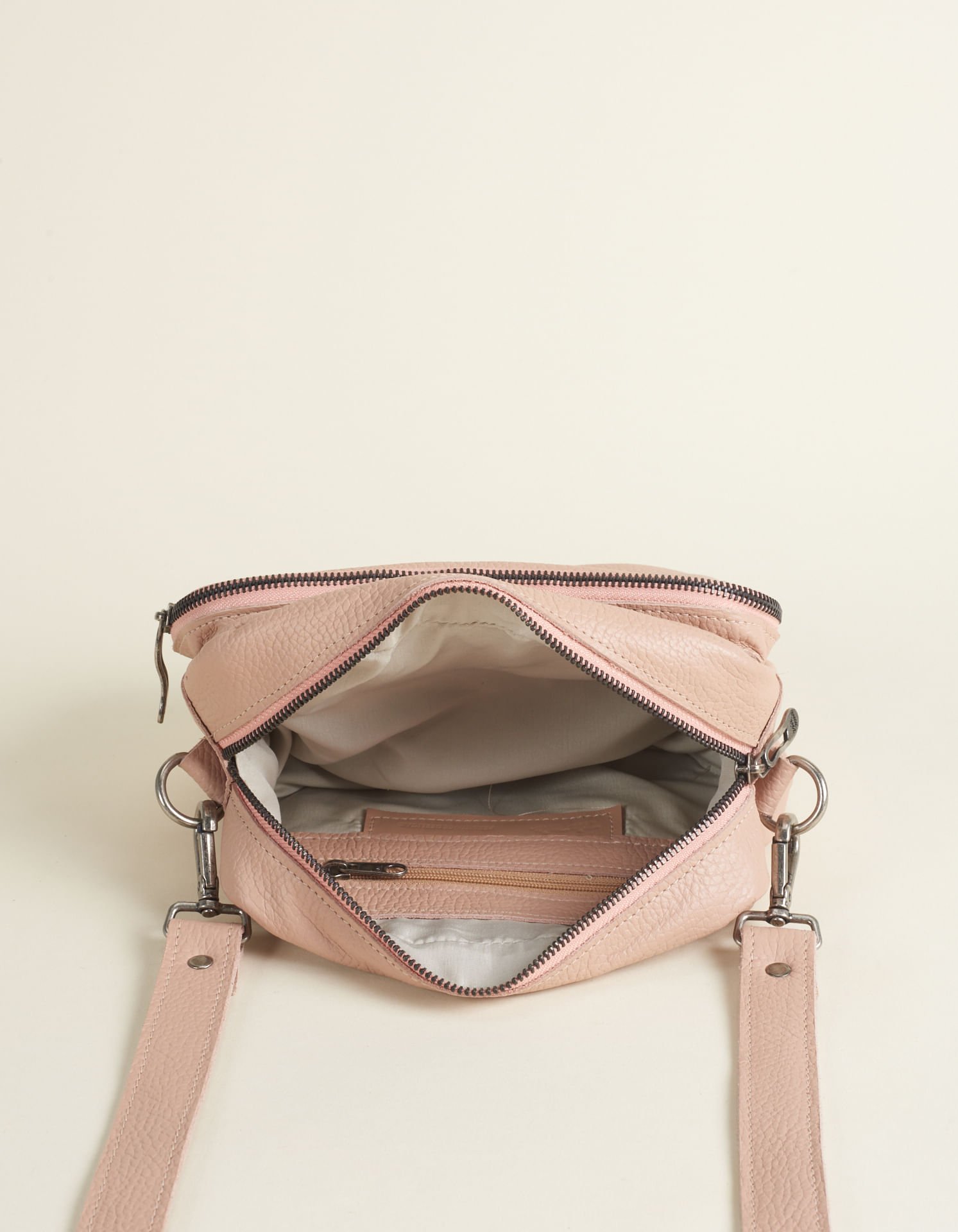 Bolsa Média Couro Via Mia - Areia Bege 3