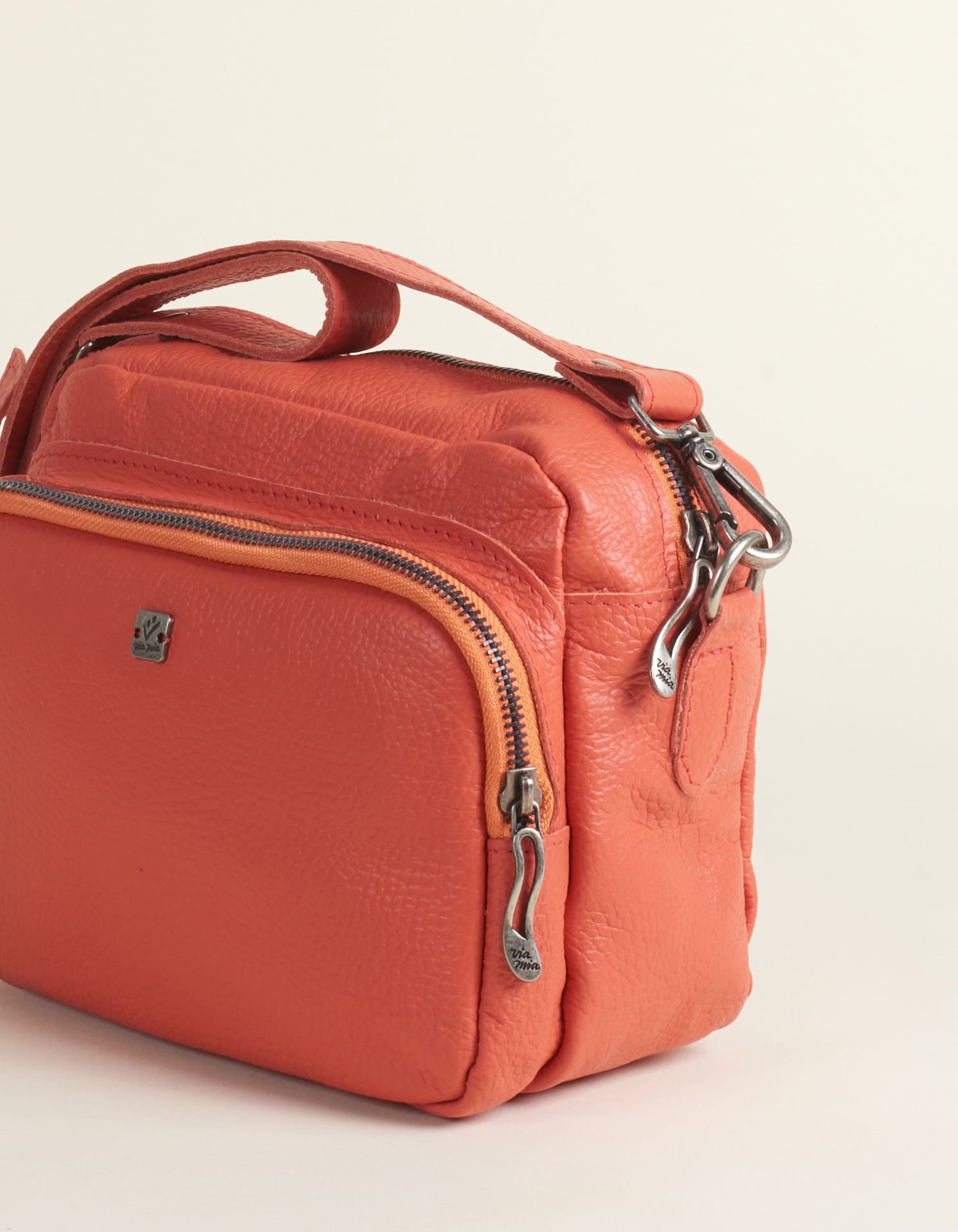 Bolsa Média Couro Via Mia - Laranja Laranja 2