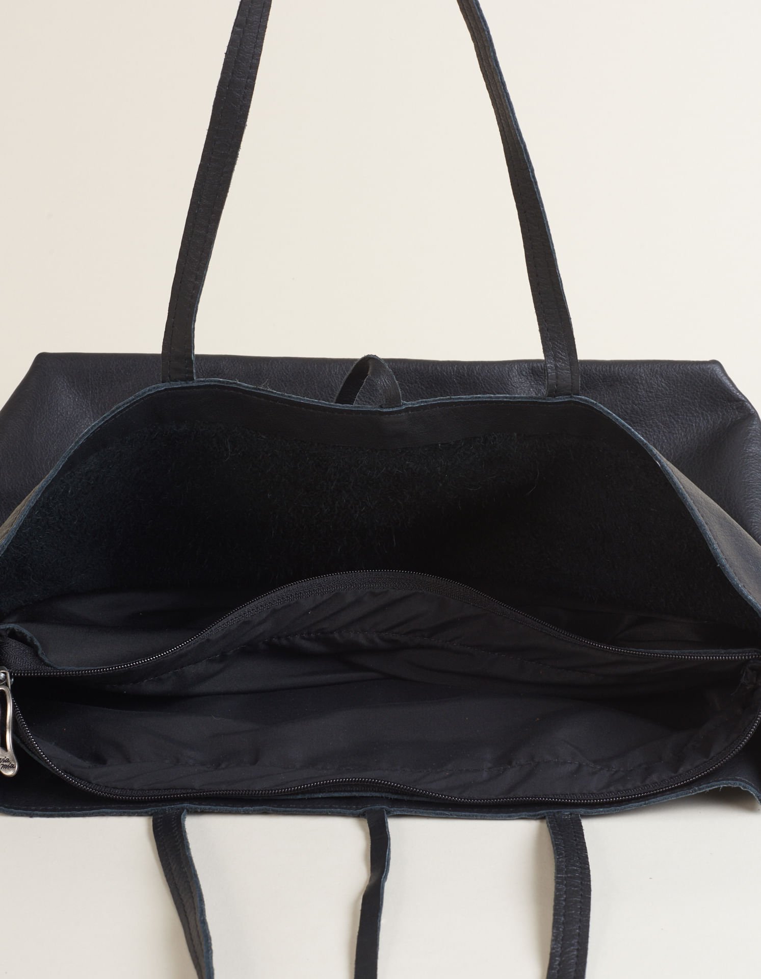 Bolsa Grande Couro Retangular - Preto Preto 3