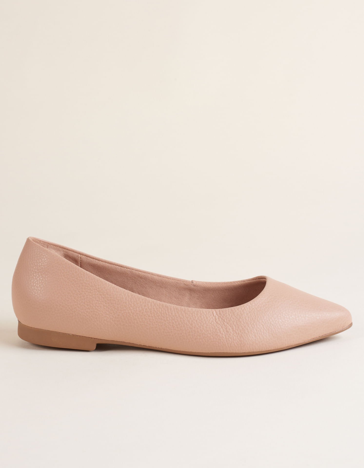 Sapatilha Couro Bico Fino Via Mia - Areia Bege 2