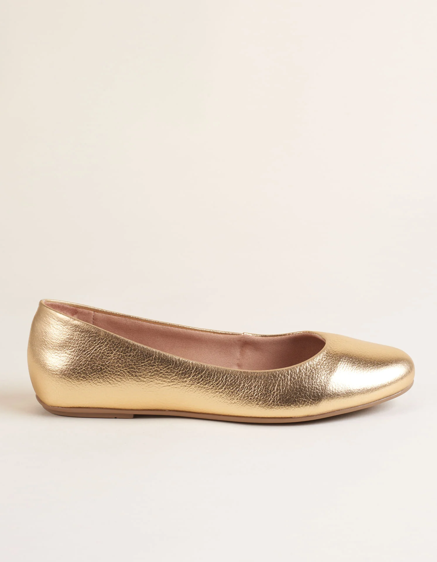 Sapatilha Couro Bico Redondo Via Mia - Ouro Light Dourado 2