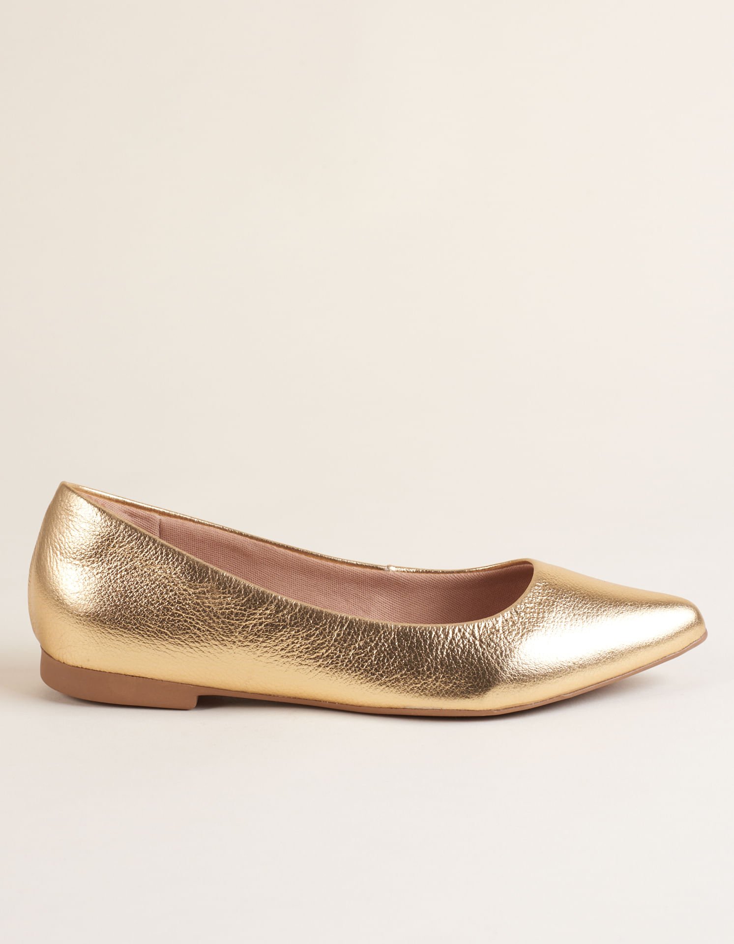 Sapatilha Couro Bico Fino Via Mia - Ouro Light Dourado 2