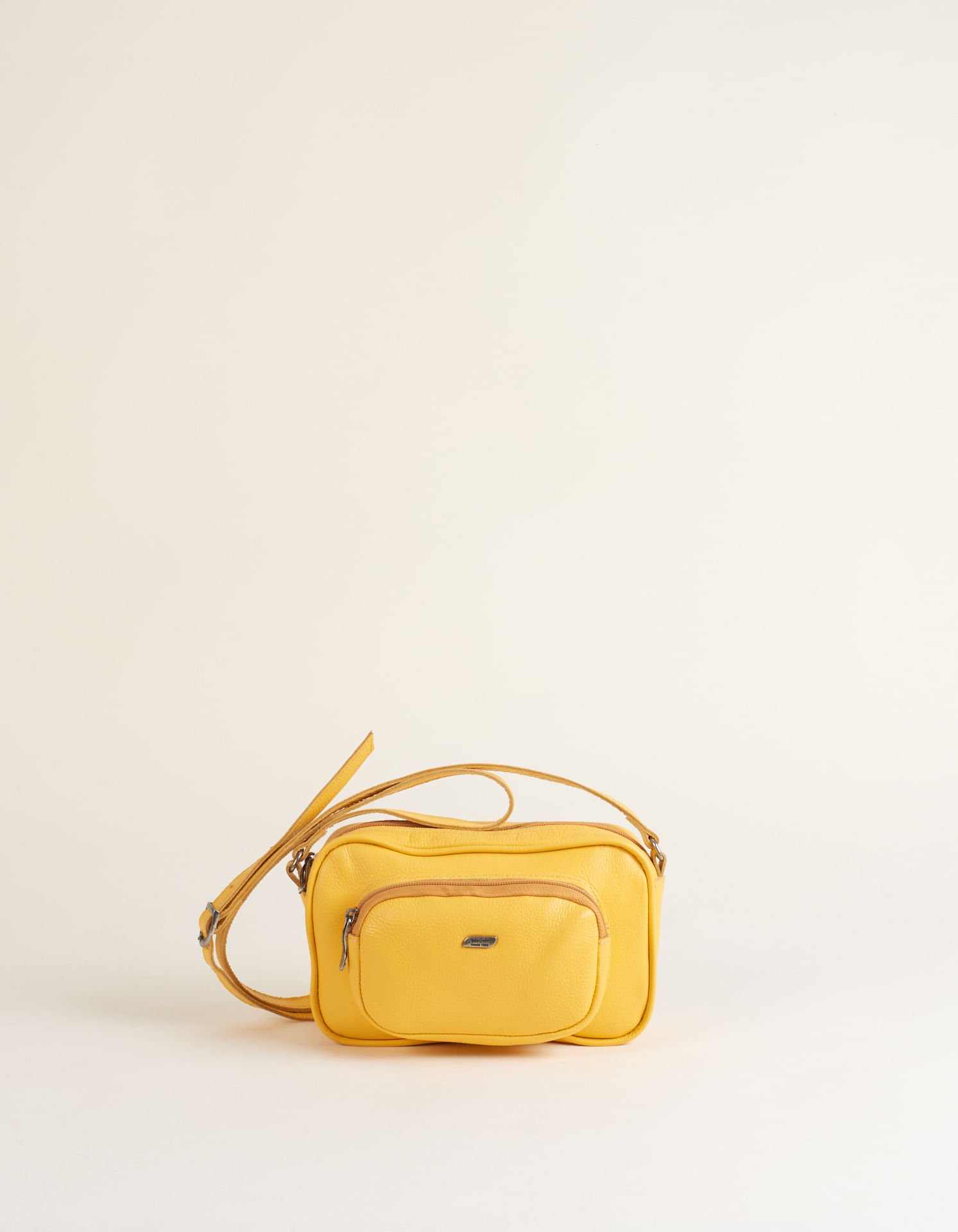 Bolsa Pequena Couro Retangular Bolso Na Frente - Amarelo Amarelo 2