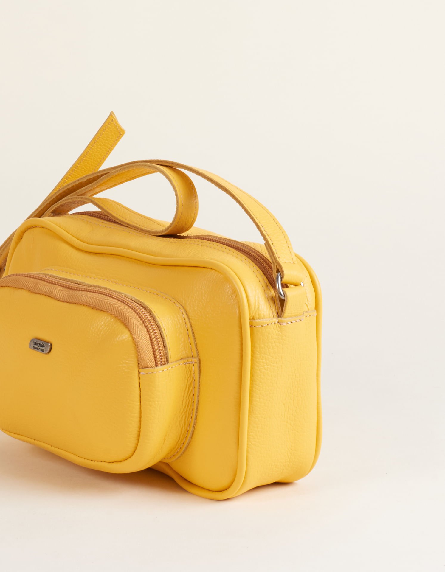 Bolsa Pequena Couro Retangular Bolso Na Frente - Amarelo Amarelo 3