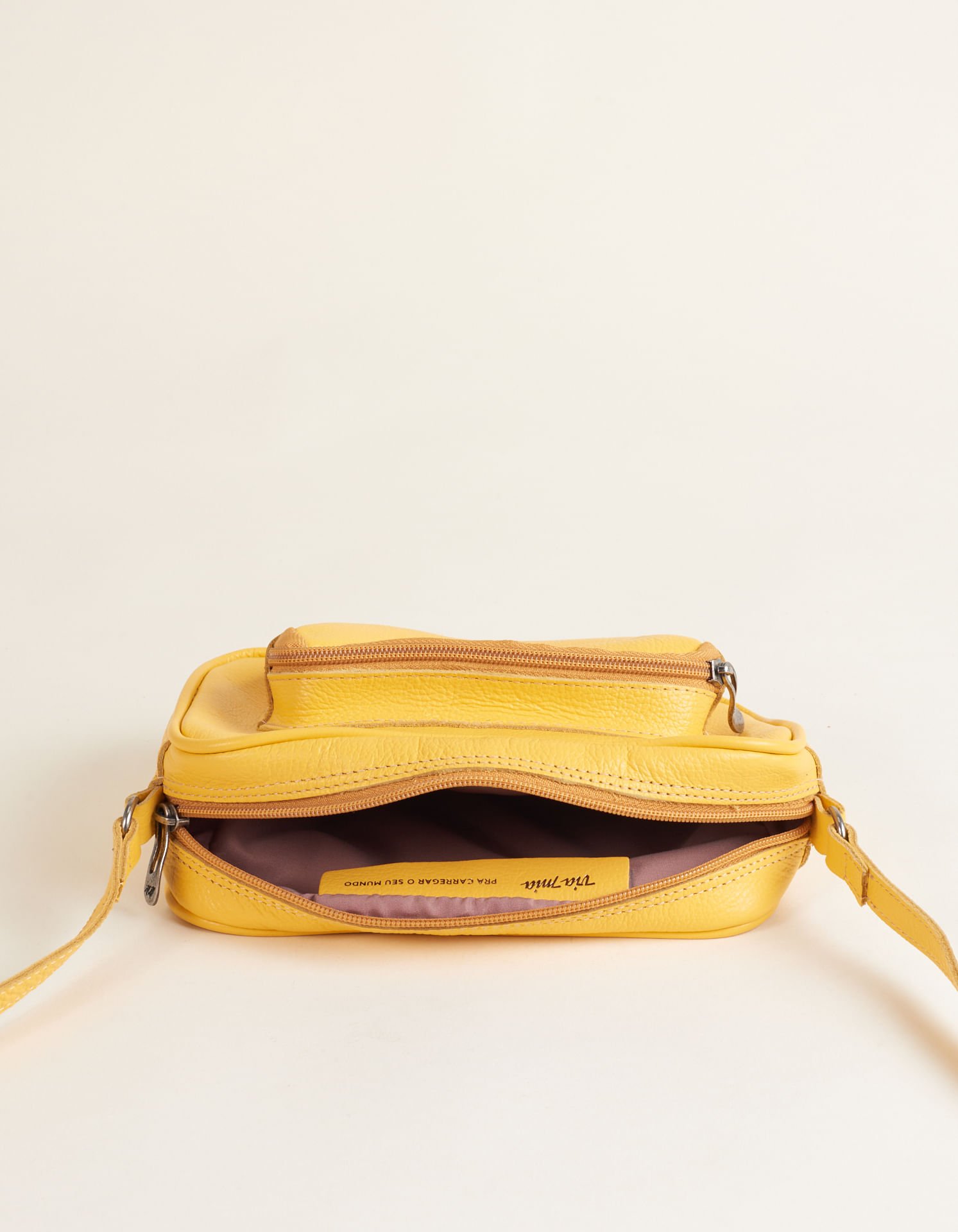Bolsa Pequena Couro Retangular Bolso Na Frente - Amarelo Amarelo 4