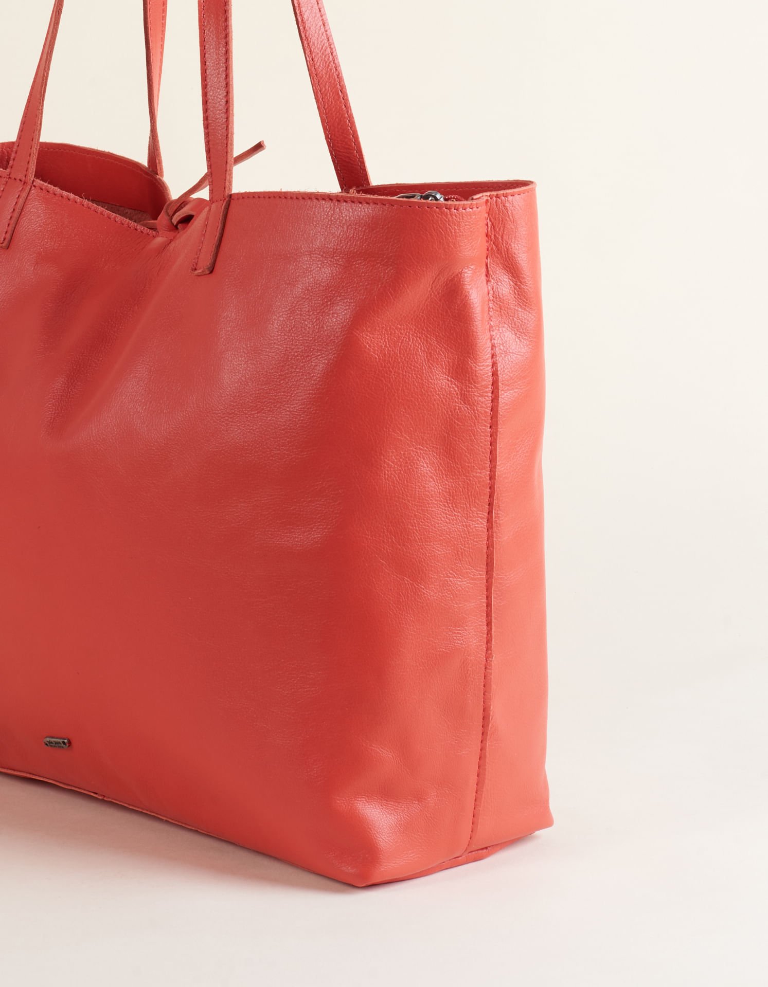 Bolsa Grande Couro Retangular - Vermelho Vermelho 2