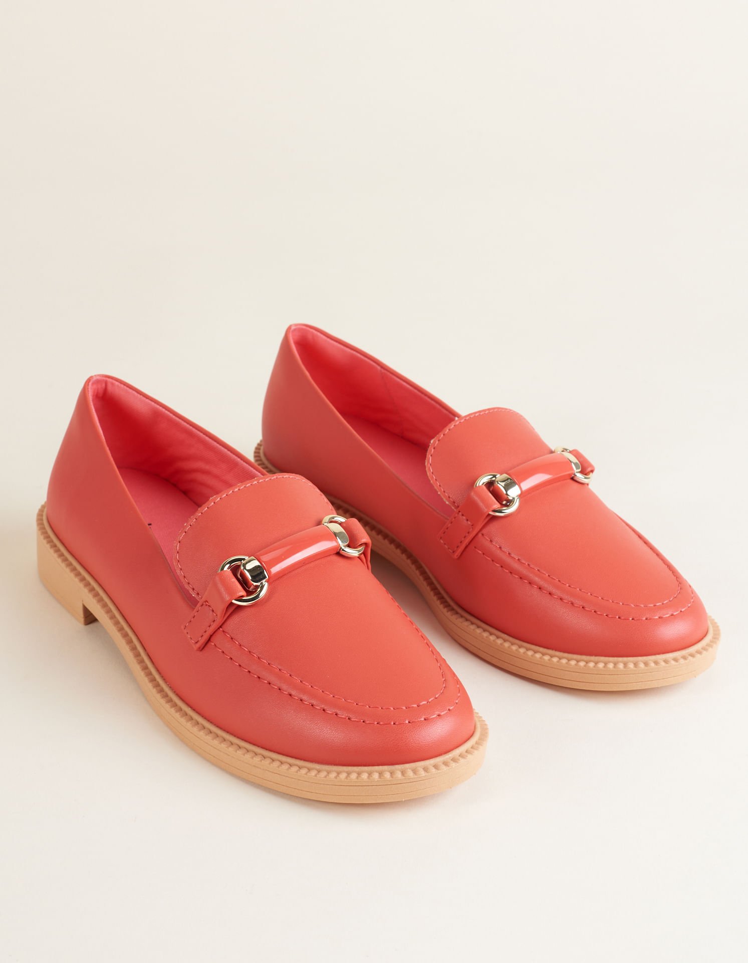 Mocassim Soft Com Gravata Enfeite Resina - Telha Laranja 2