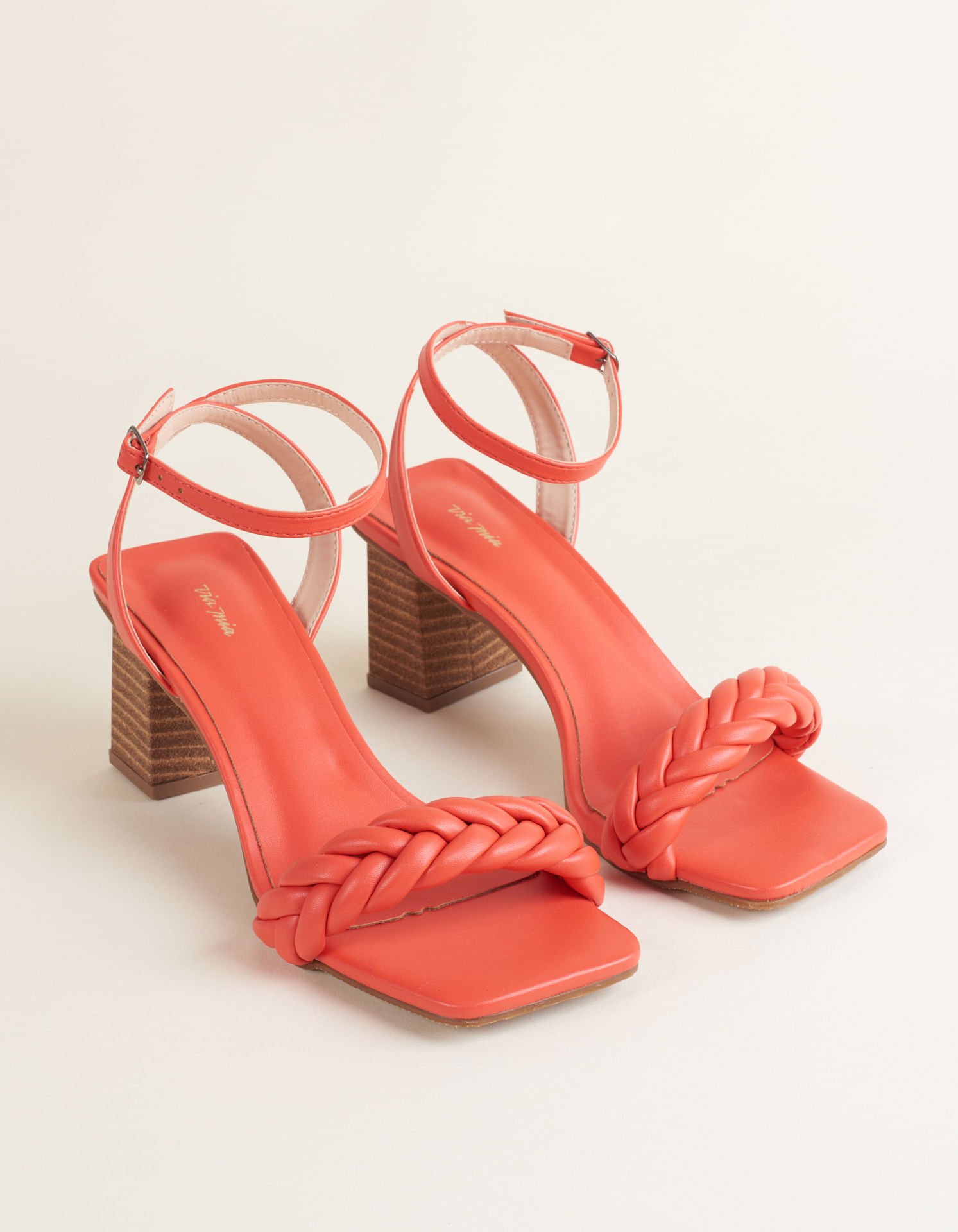 Sandália Alta Soft Tira Trançada - Vermelho Vermelho 2