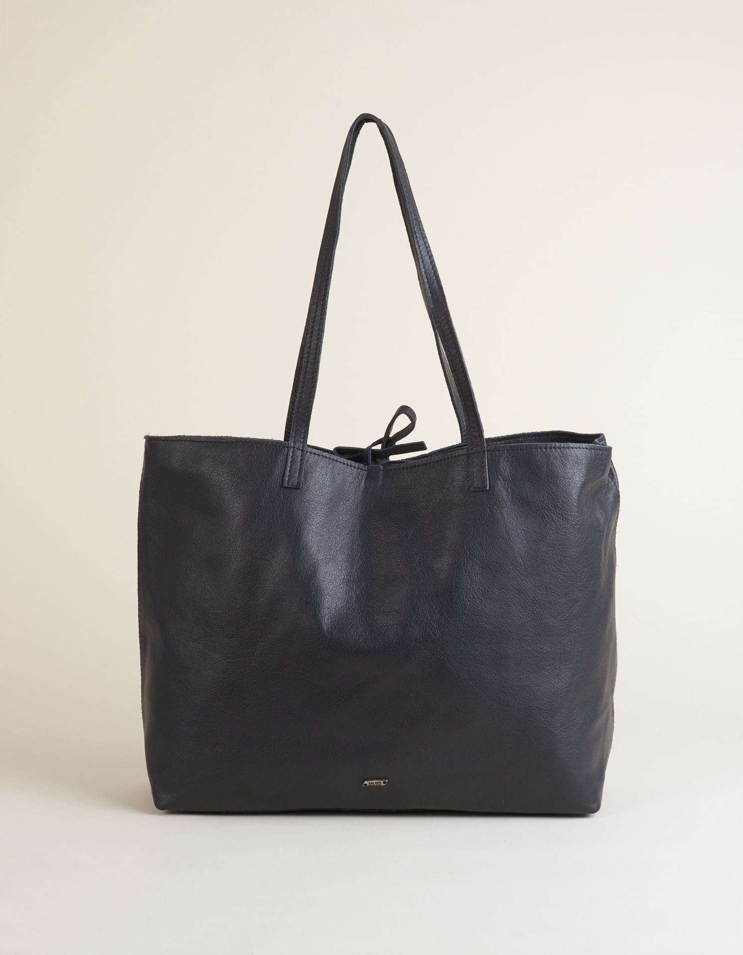 Bolsa Grande Couro Retangular - Preto Preto 2