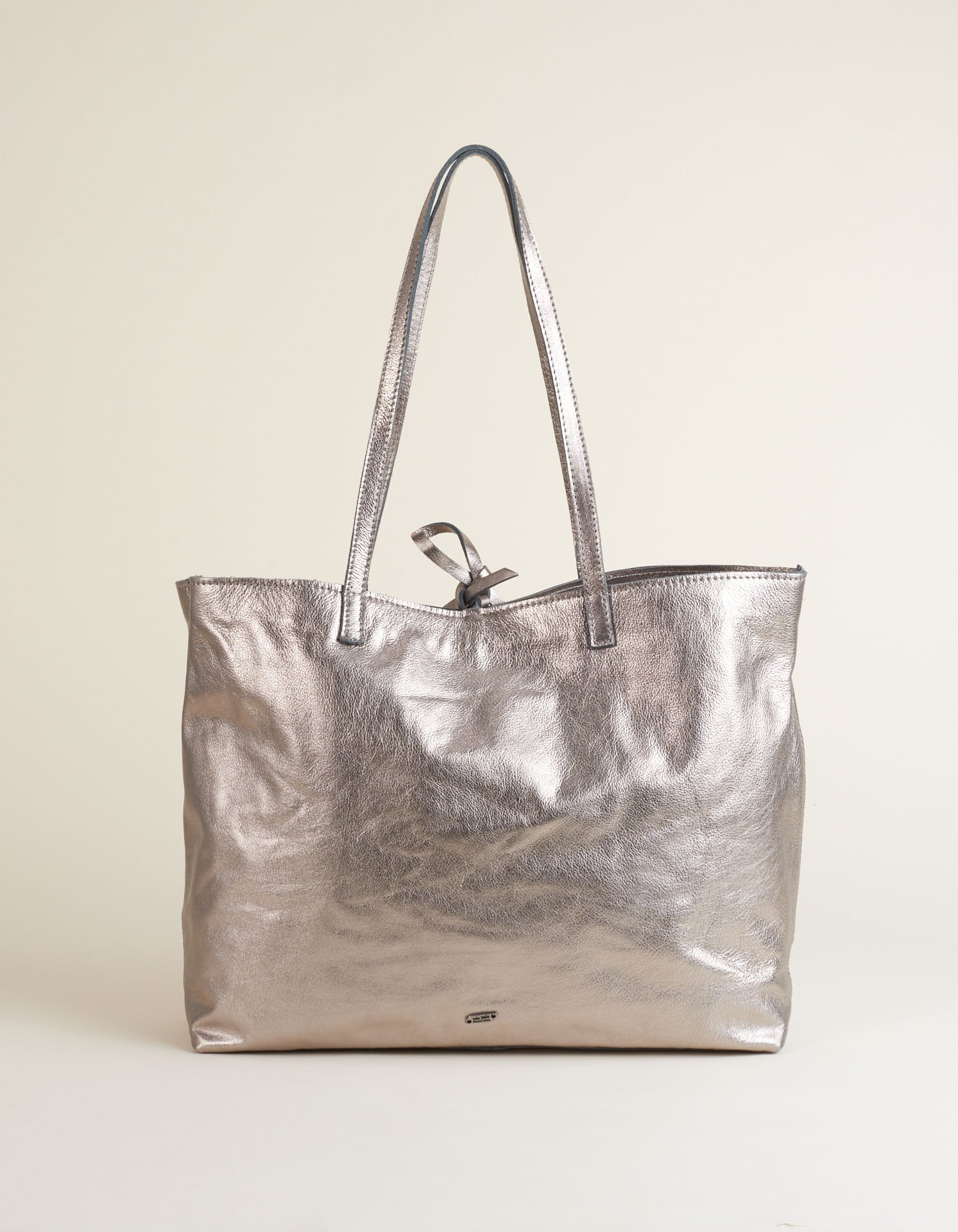 Bolsa Grande Couro Retangular - Prata Velho Prata 2