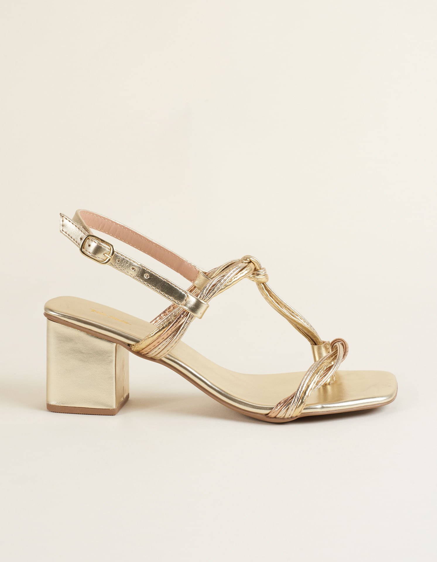 Sandália Média Soft Tiras Torcidas - Ouro Light Ouro Light 2