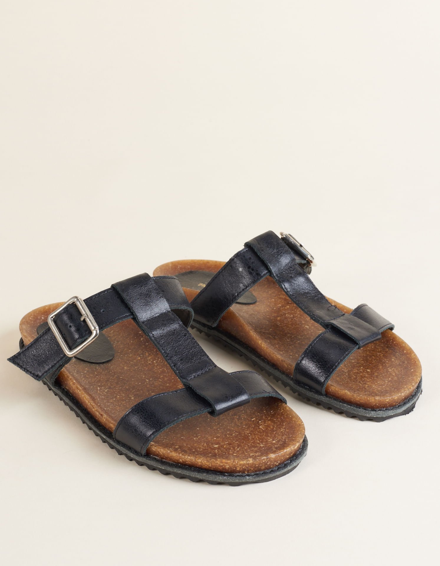 Papete Couro Encerado Com Fivela Cortiça -Preto Preto 2