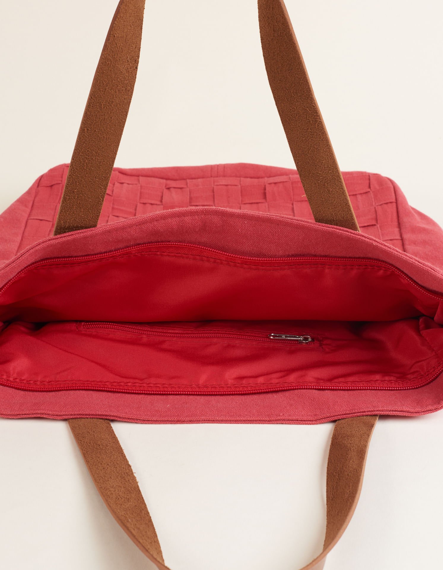 Bolsa Lona Grande Bolso Frontal Detalhe Tressê - Melancia Vermelho 4