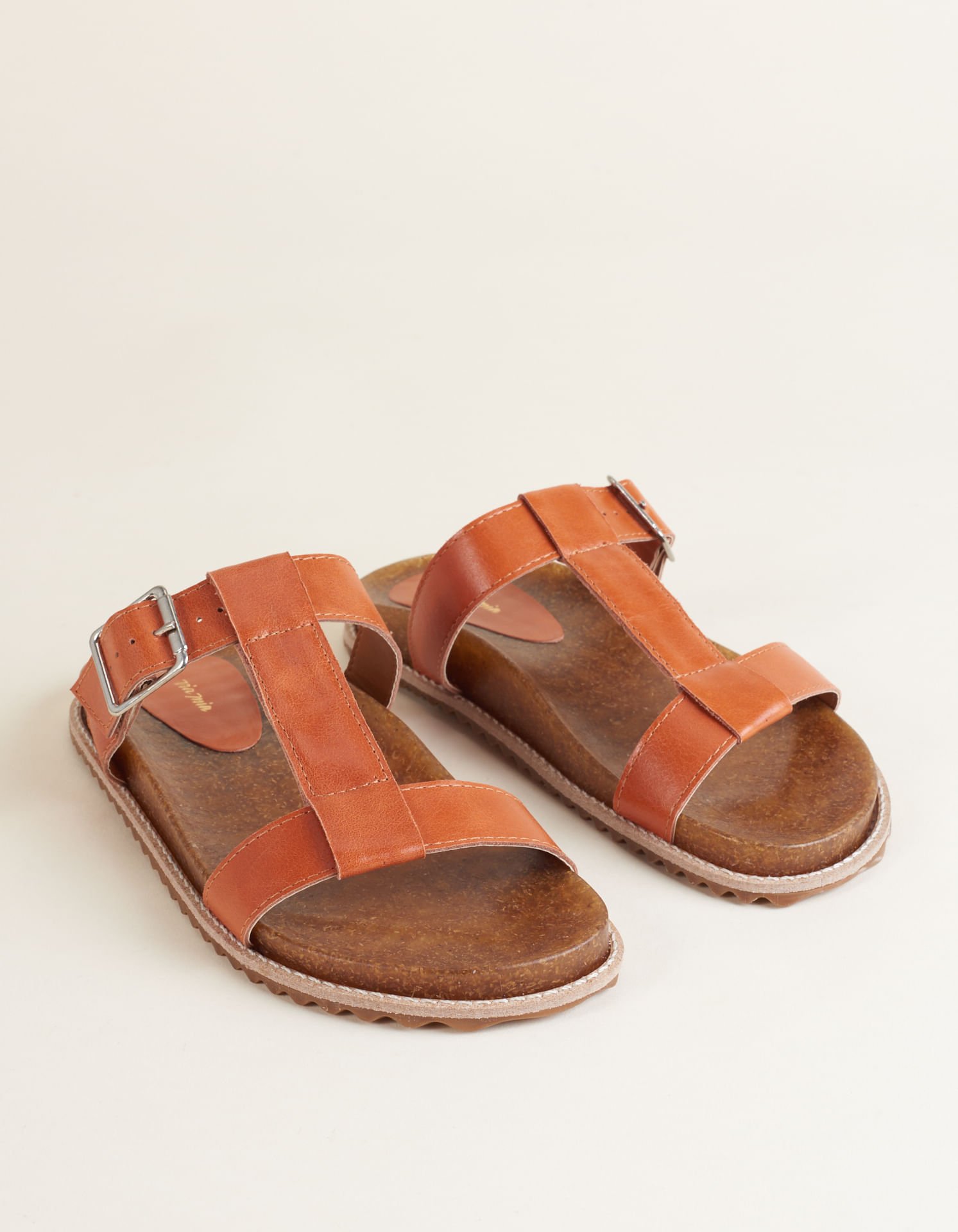 Papete Couro Encerado Com Fivela Cortiça - Camel Marrom 2