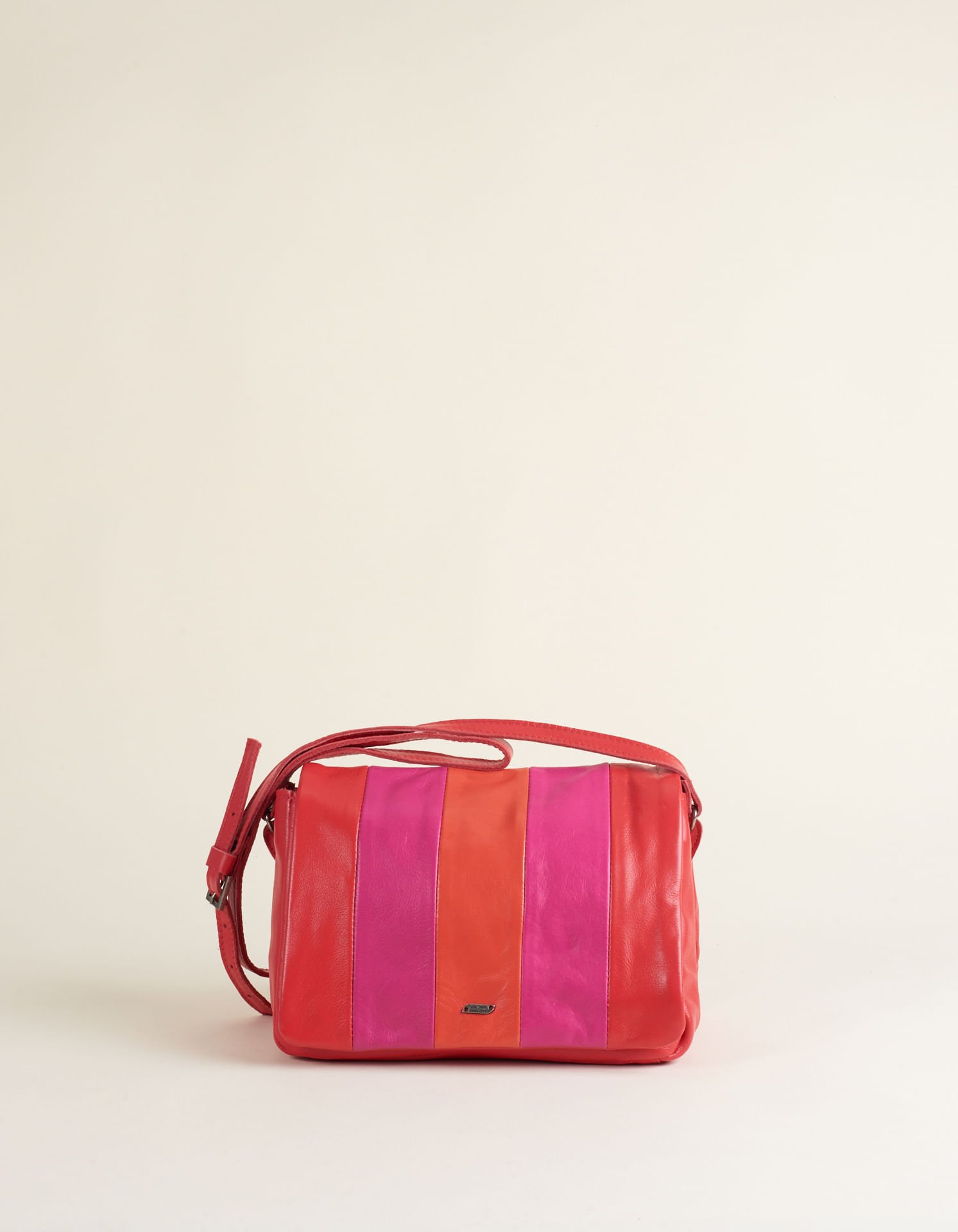 Bolsa Couro Média Retangular Recortes - Melancia Vermelho 2