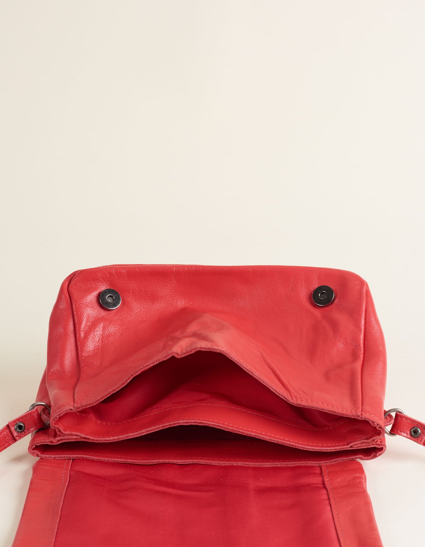 Bolsa Couro Média Retangular Recortes - Melancia Vermelho 4