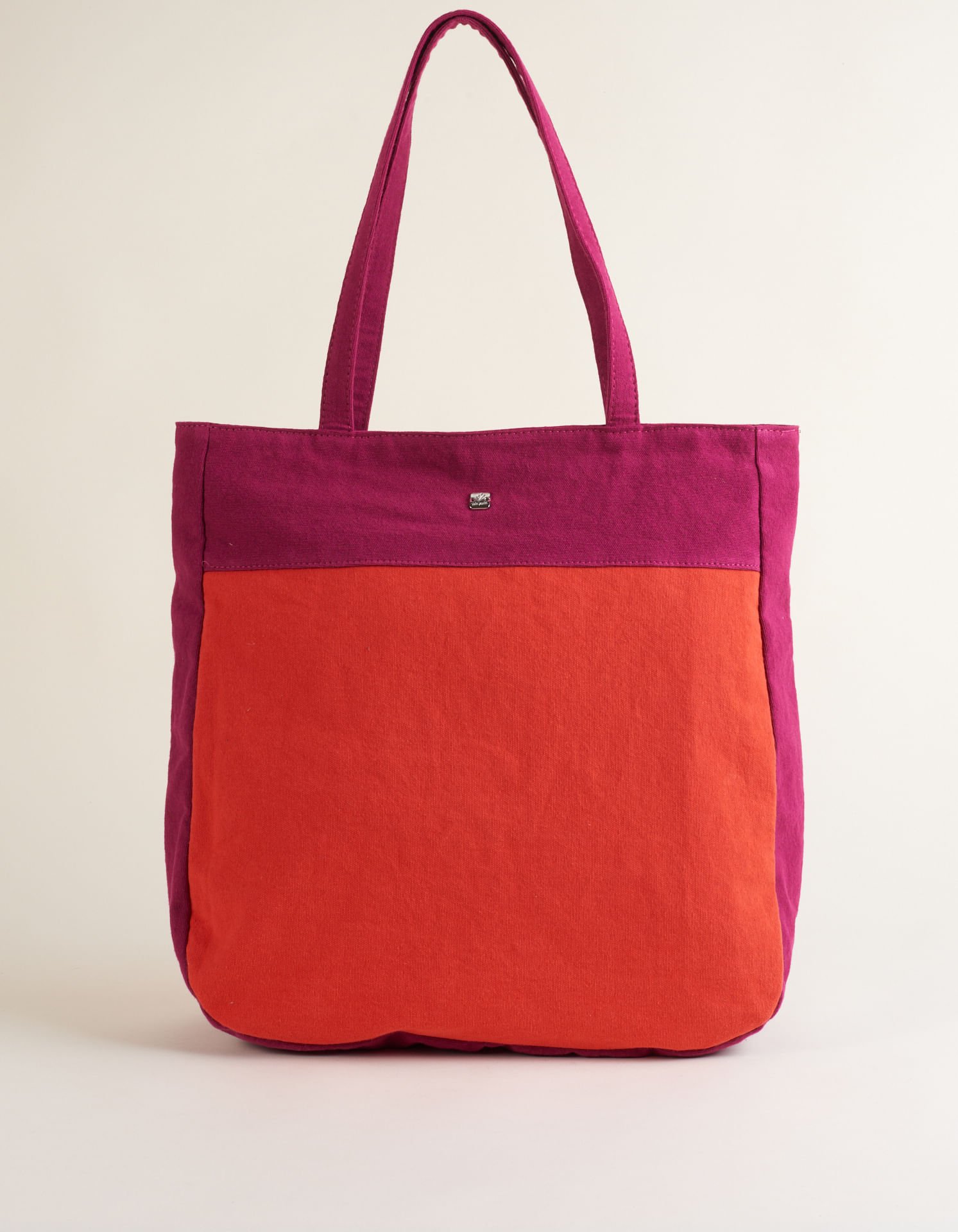 Bolsa Grande Lona Recortes Bicolor - Melancia Vermelho 2