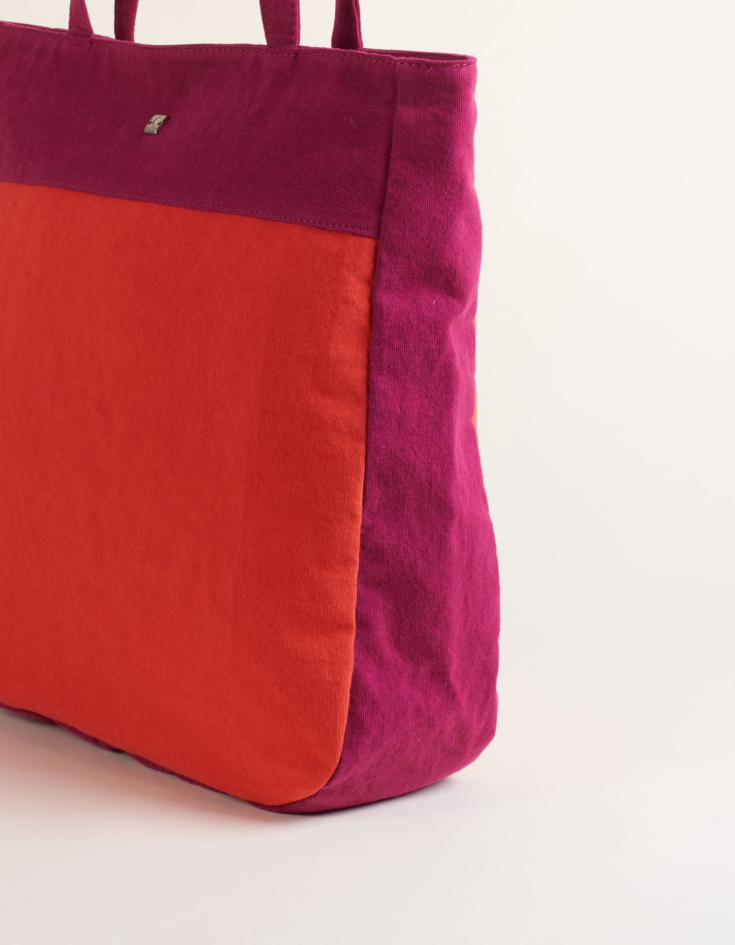 Bolsa Grande Lona Recortes Bicolor - Melancia Vermelho 3