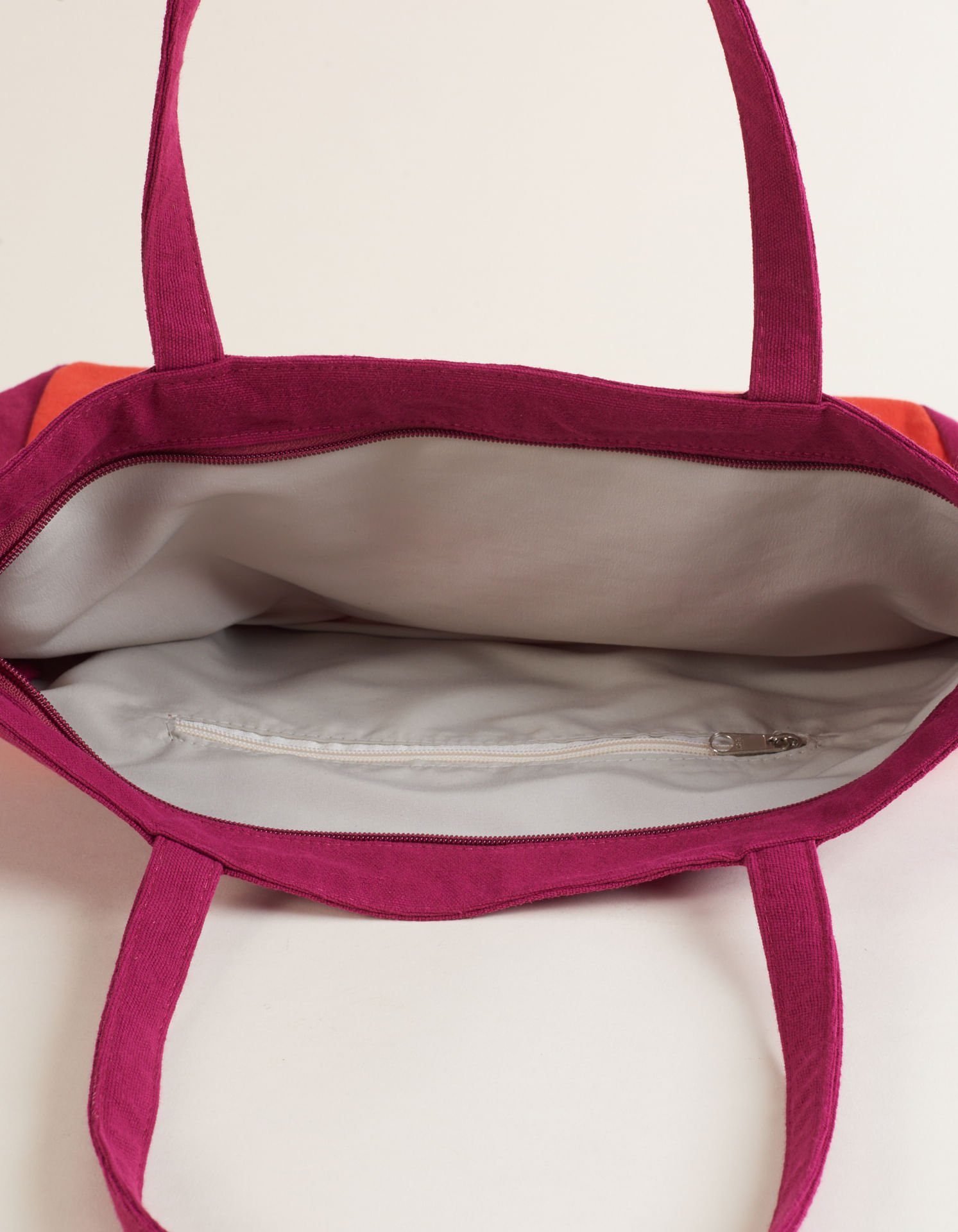 Bolsa Grande Lona Recortes Bicolor - Melancia Vermelho 4