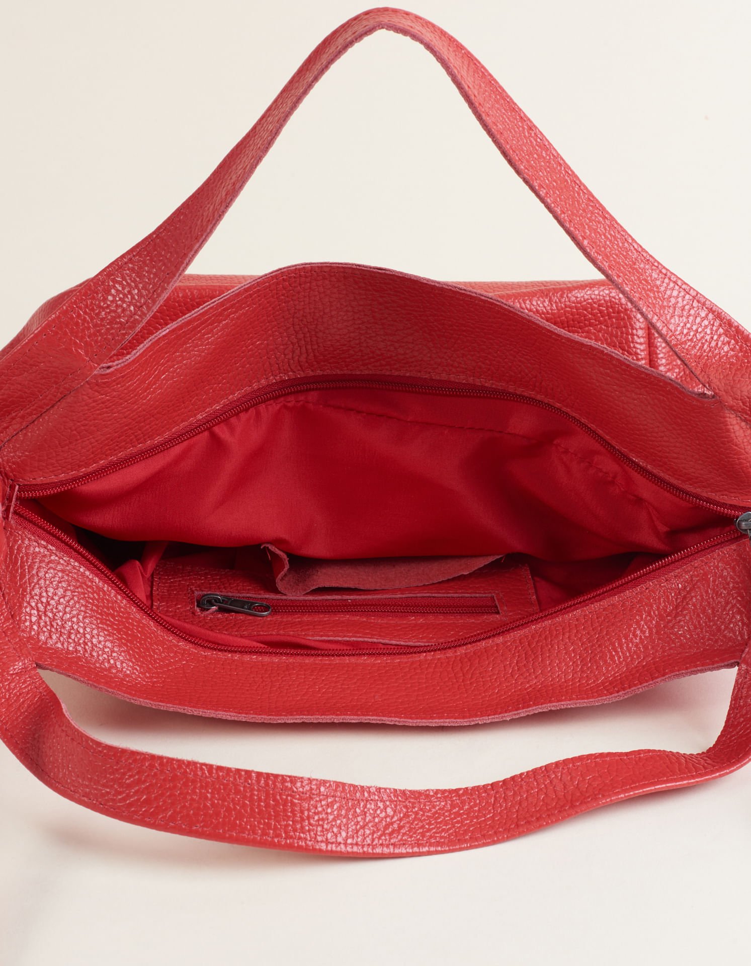 Bolsa Couro Média Bolso Frontal E Bolsos Laterais - Melancia Vermelho 3