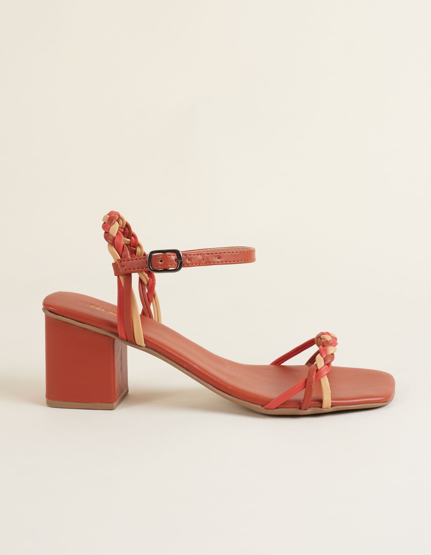 Sandália Média Soft Tiras Trançadas - Camel Marrom 2