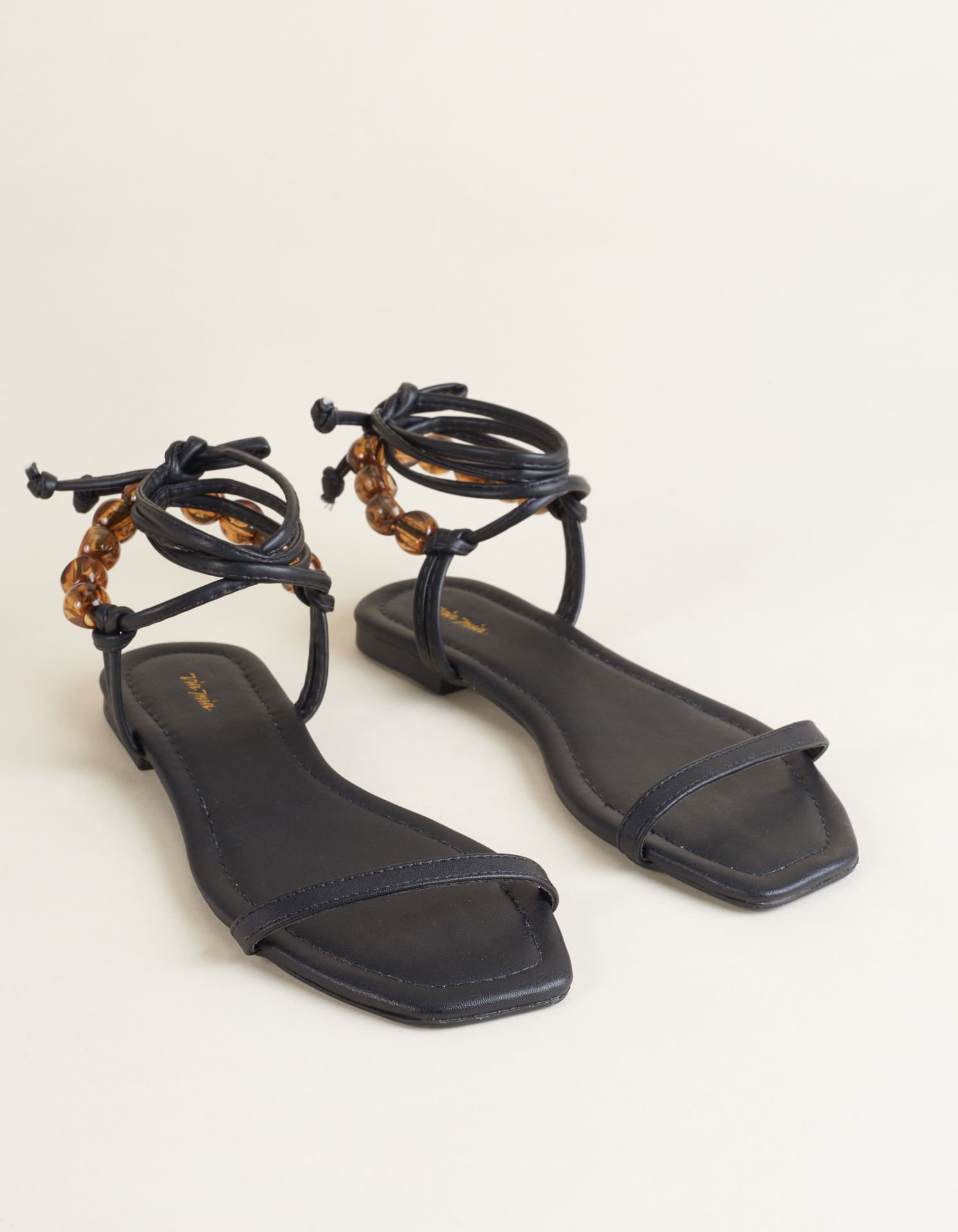 Rasteira Soft Detalhe Traseiro Bolas De Resina Com Efeito Tartaruga - Preto Preto 2