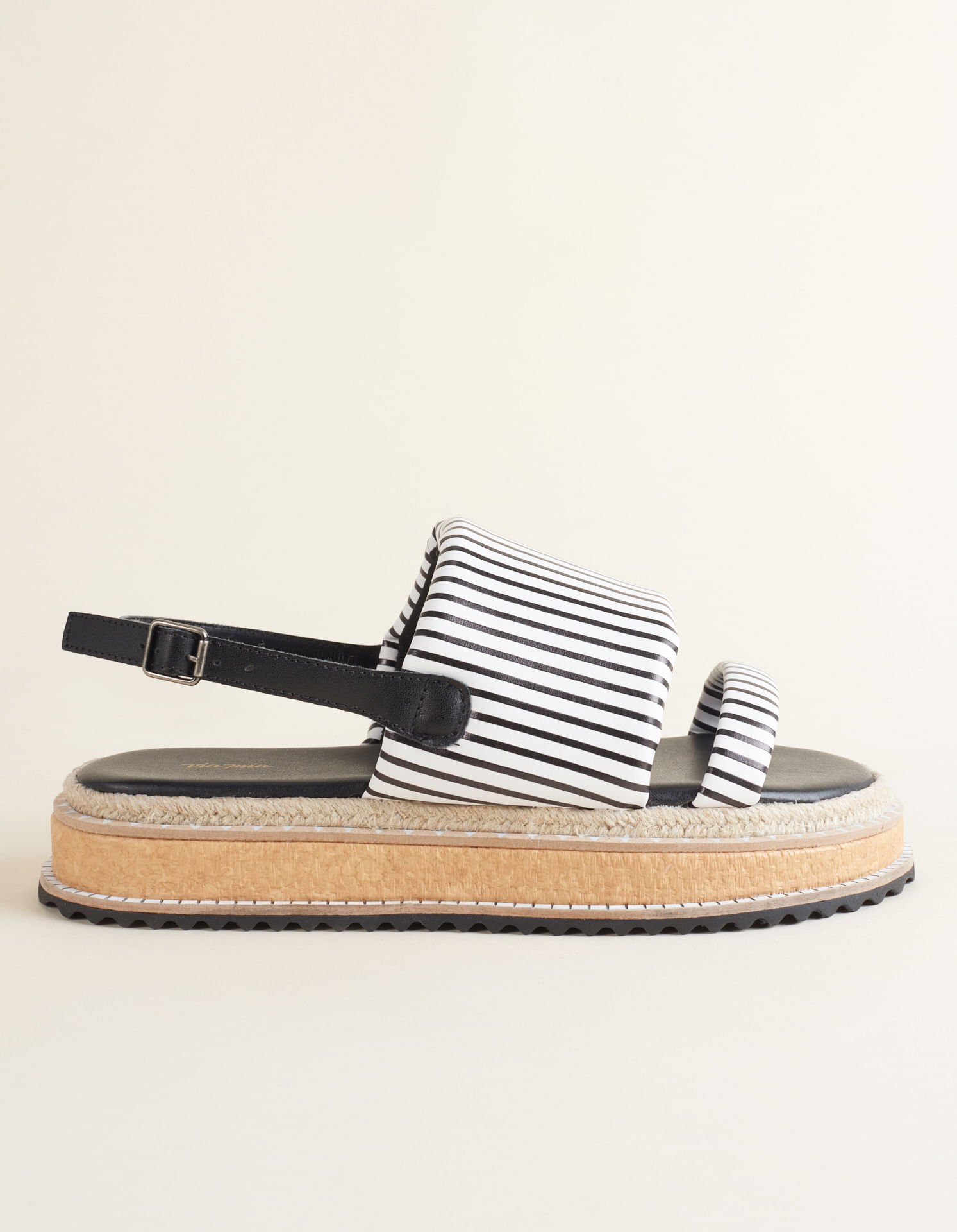 Flatform Soft Listrada detalhe Juta - Preto Preto 2