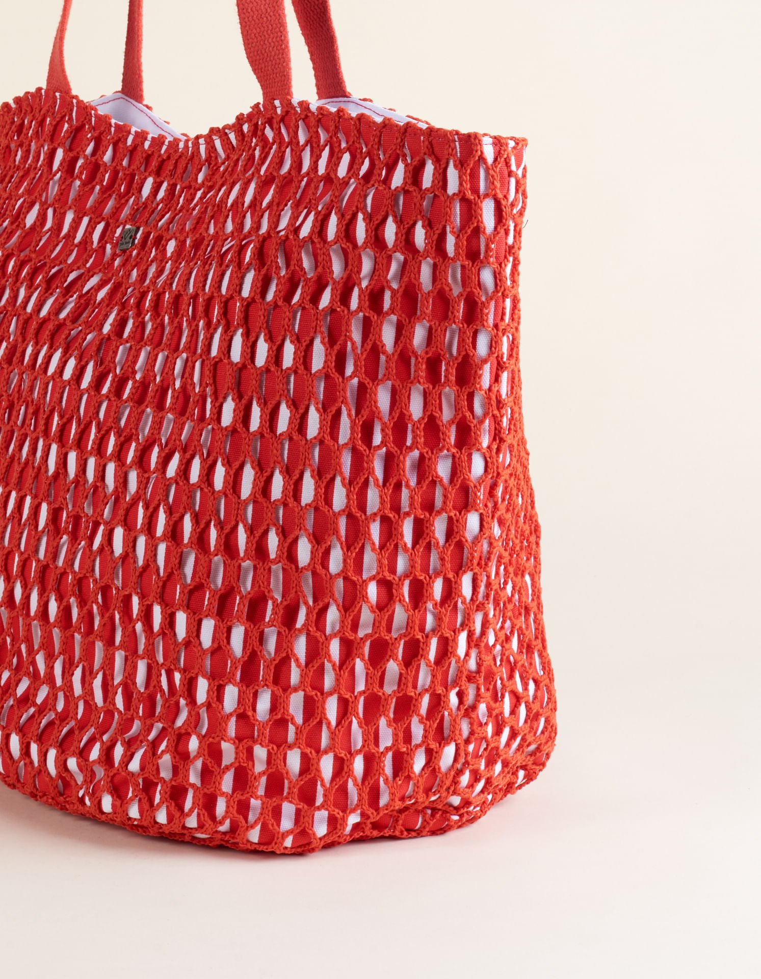 Bolsa Lona Grande Rede Artesanal - Melancia Vermelho 3