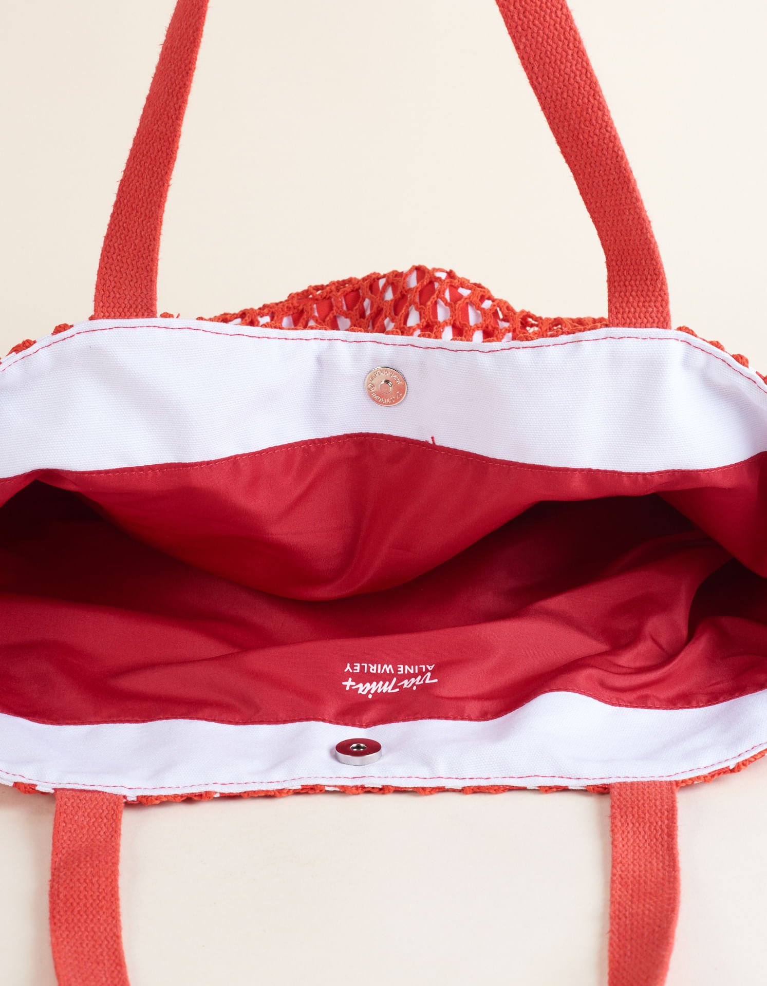 Bolsa Lona Grande Rede Artesanal - Melancia Vermelho 4