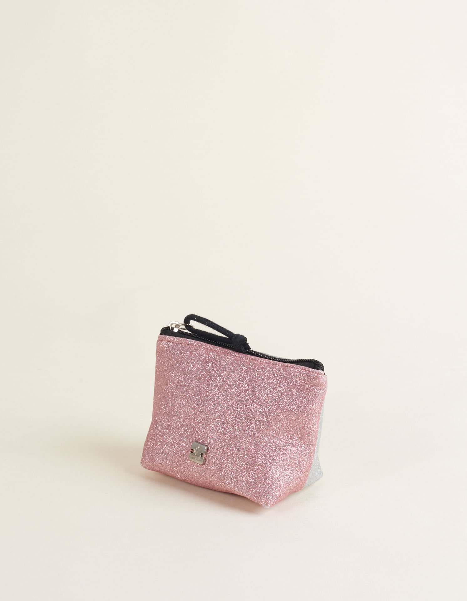 Necessaire Pequena Tecido com Glitter - Unica Rosa 2