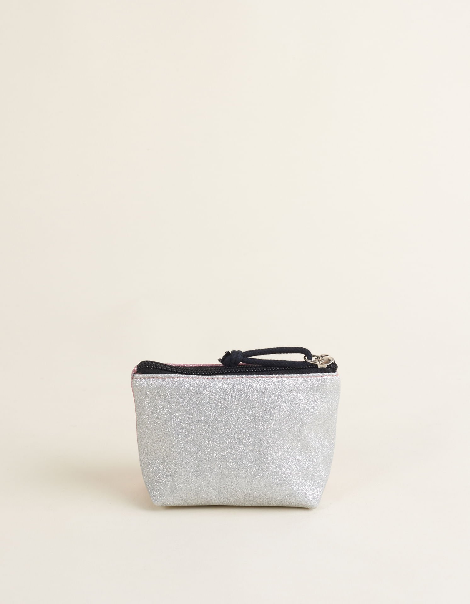 Necessaire Pequena Tecido com Glitter - Unica Rosa 3