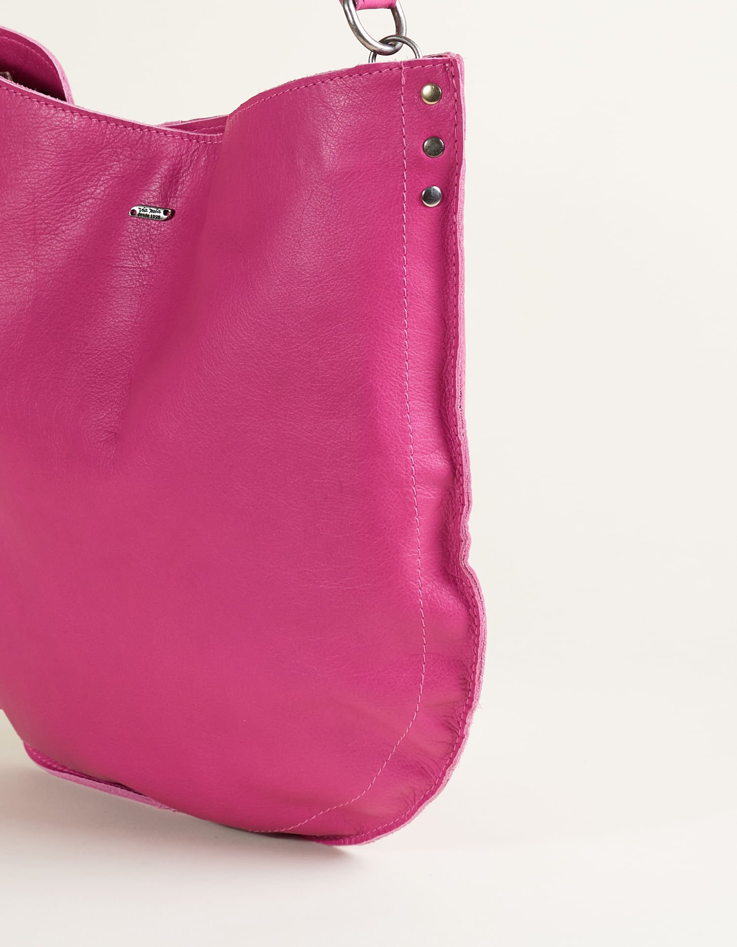 Bolsa Couro Grande detalhe Mix de Rebites - Fucsia Rosa 3