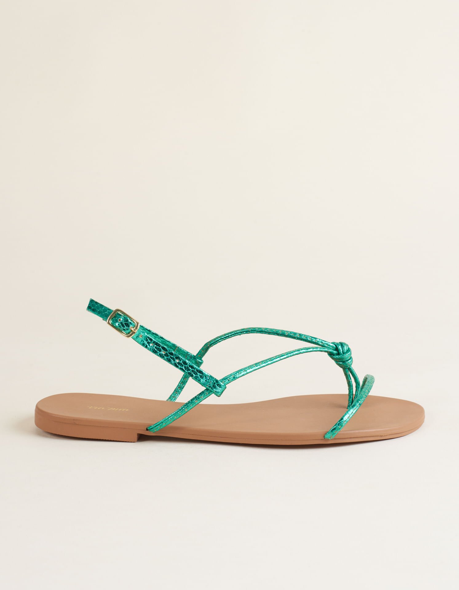 Rasteira Soft Tiras Finas detalhe dedo - Verde Verde 3