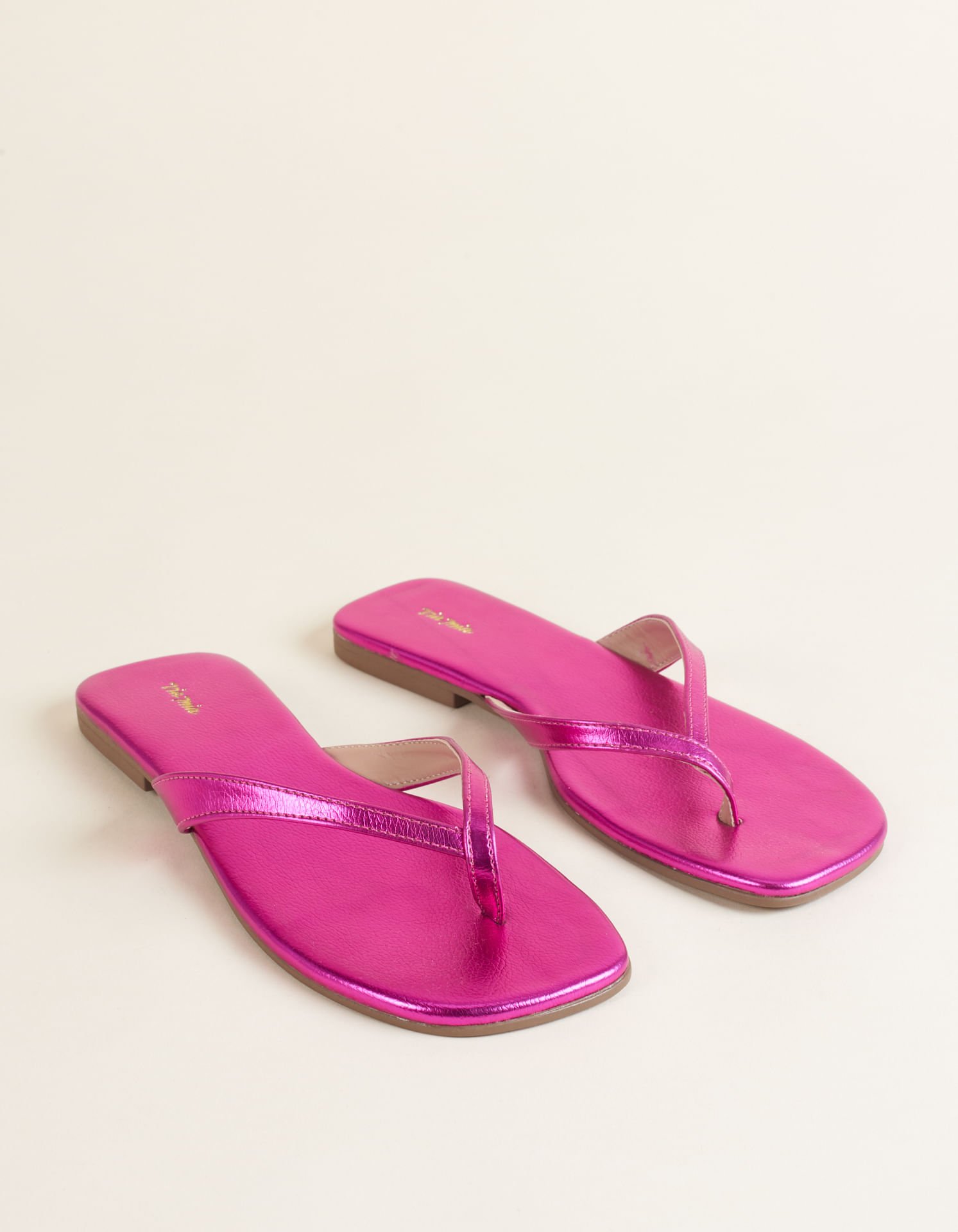 Rasteira Chinelo Metalizada - Fucsia Rosa 2