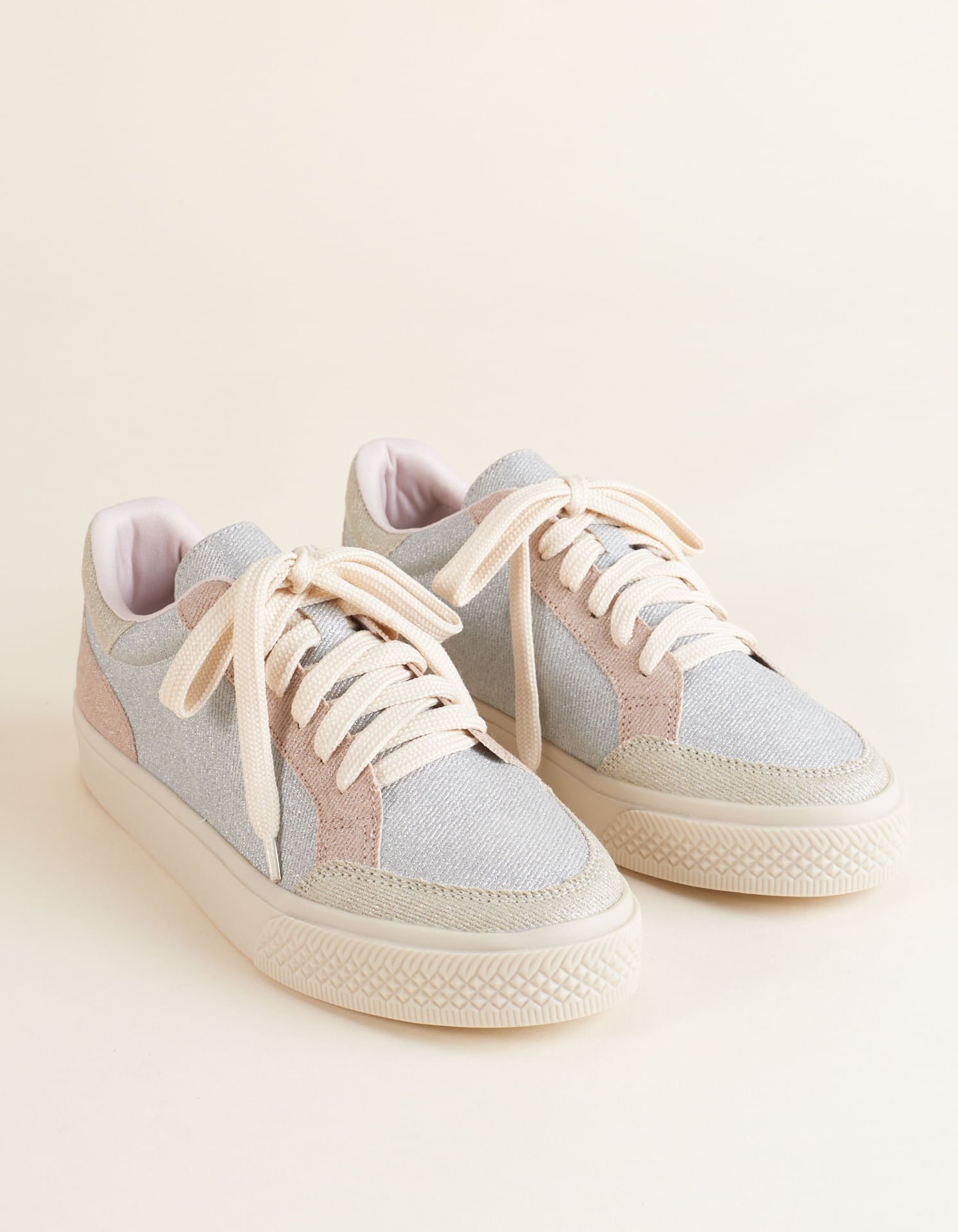 Tênis em Lona Metalizada Tricolor - Unica Azul 2