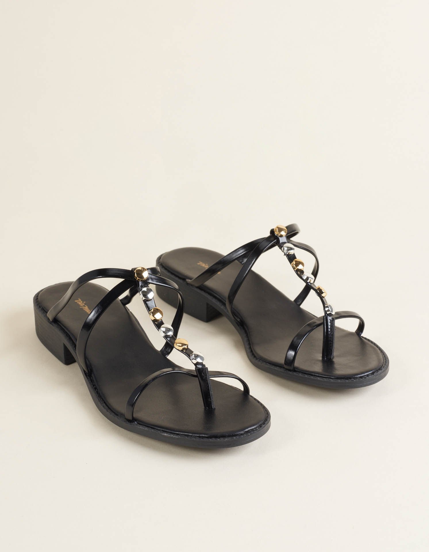 Sandália média soft mix aplicações - Preto Preto 2