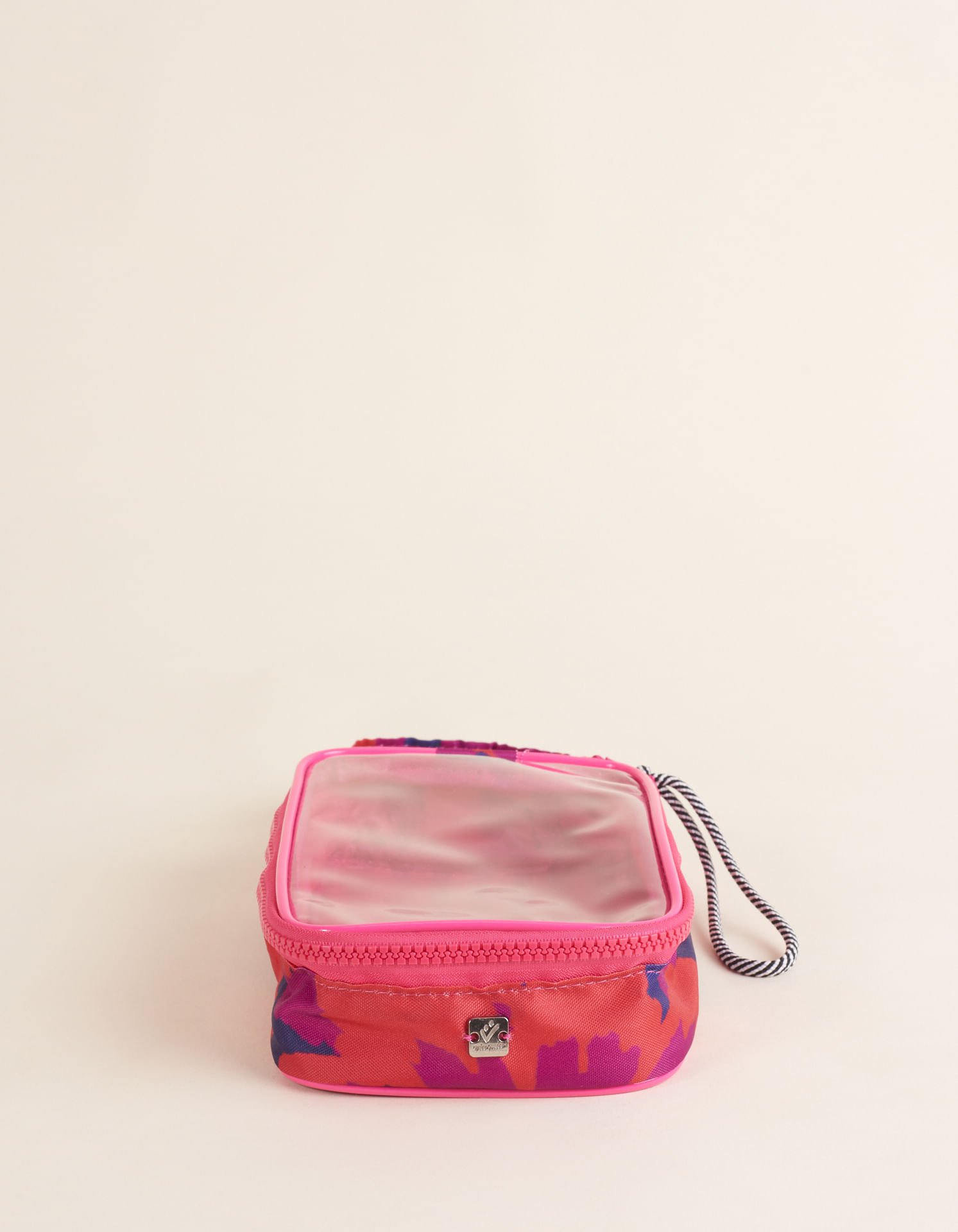 Necessaire Nylon Estampa Flores - Roxo
