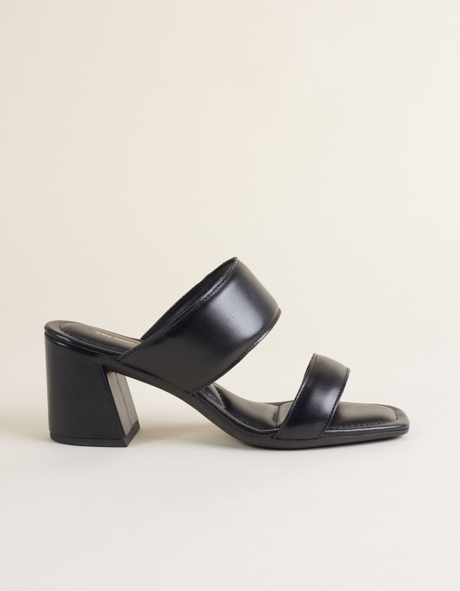 Sandália Duas Tiras Soft Salto Médio - Preto Preto 2