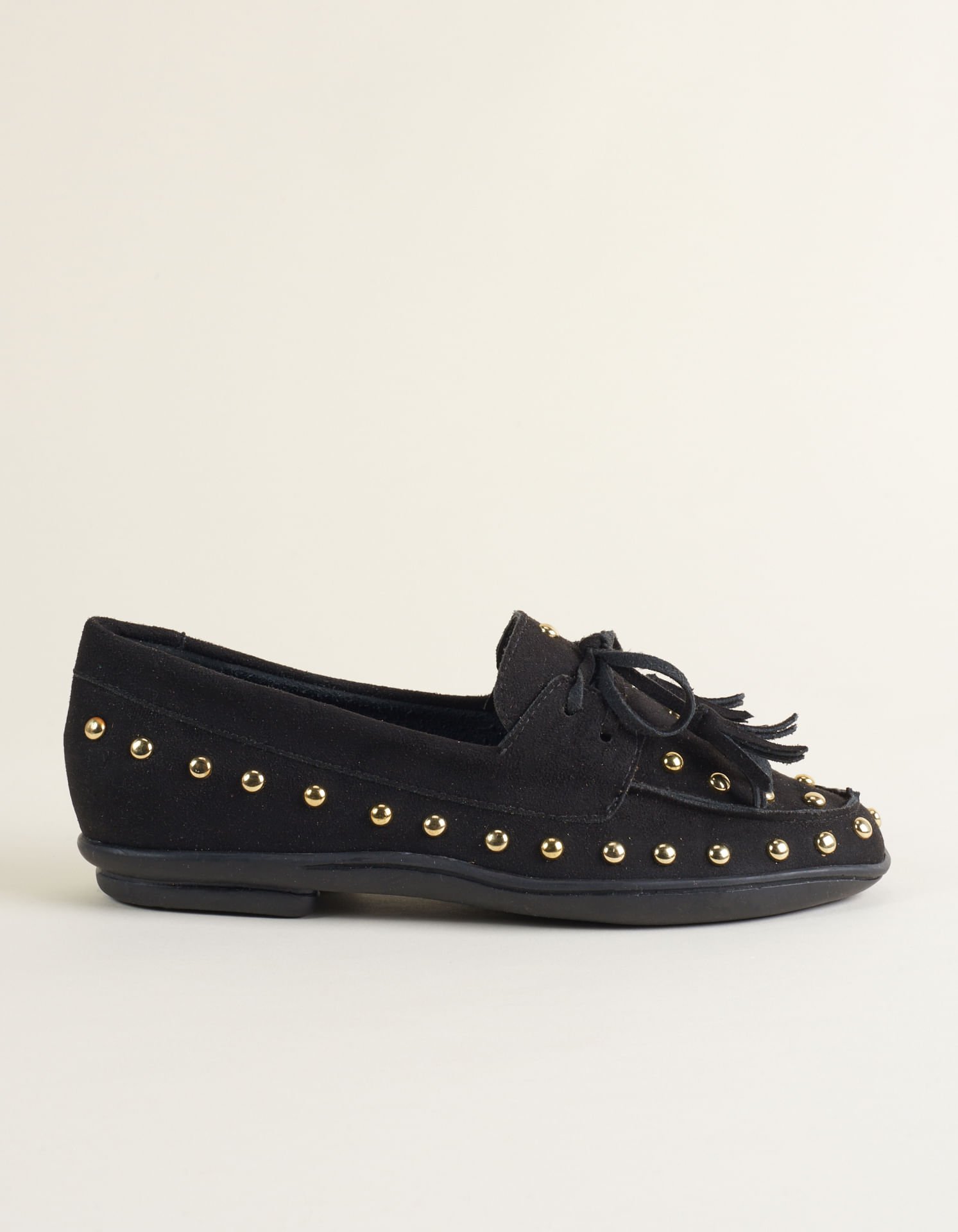 Mocassim Soft Com Tachas - Preto Preto 2