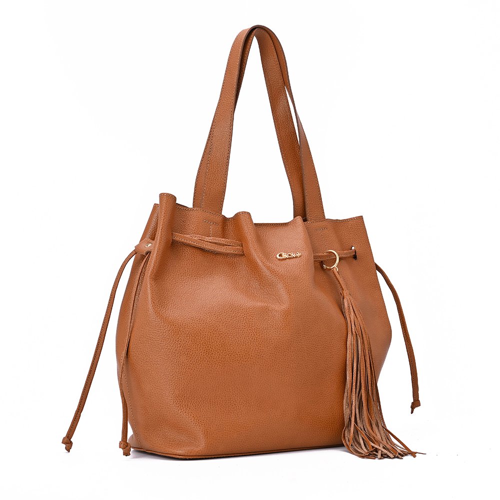 Leather Shopper Bag Brown CS CLUB NATURAL