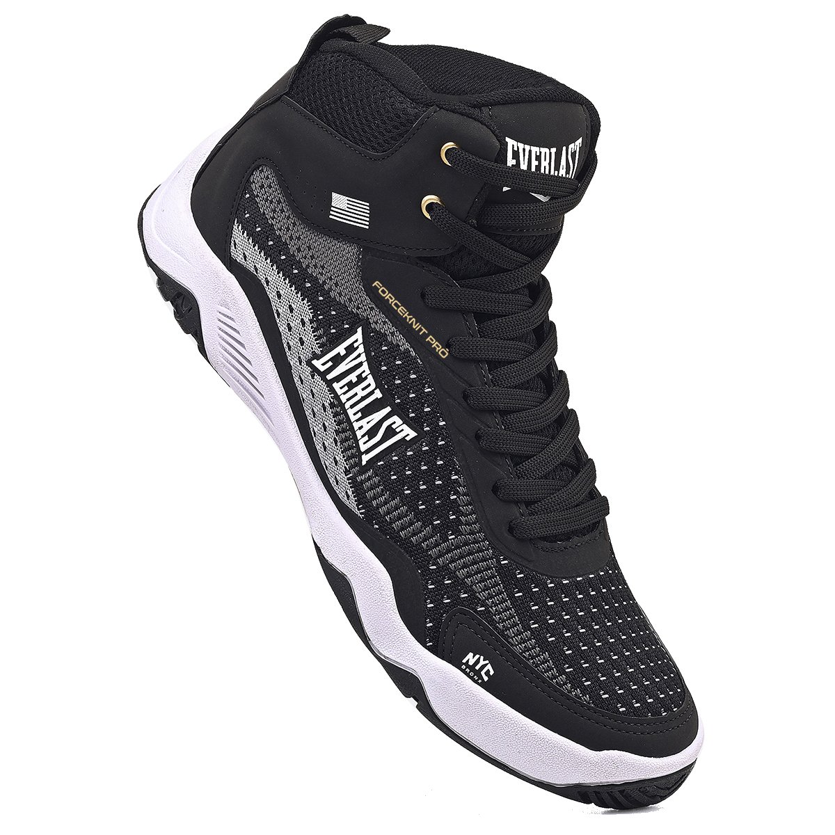 TÊNIS EVERLAST FORCEKNIT PRO Preto/Branco/Dourado 4