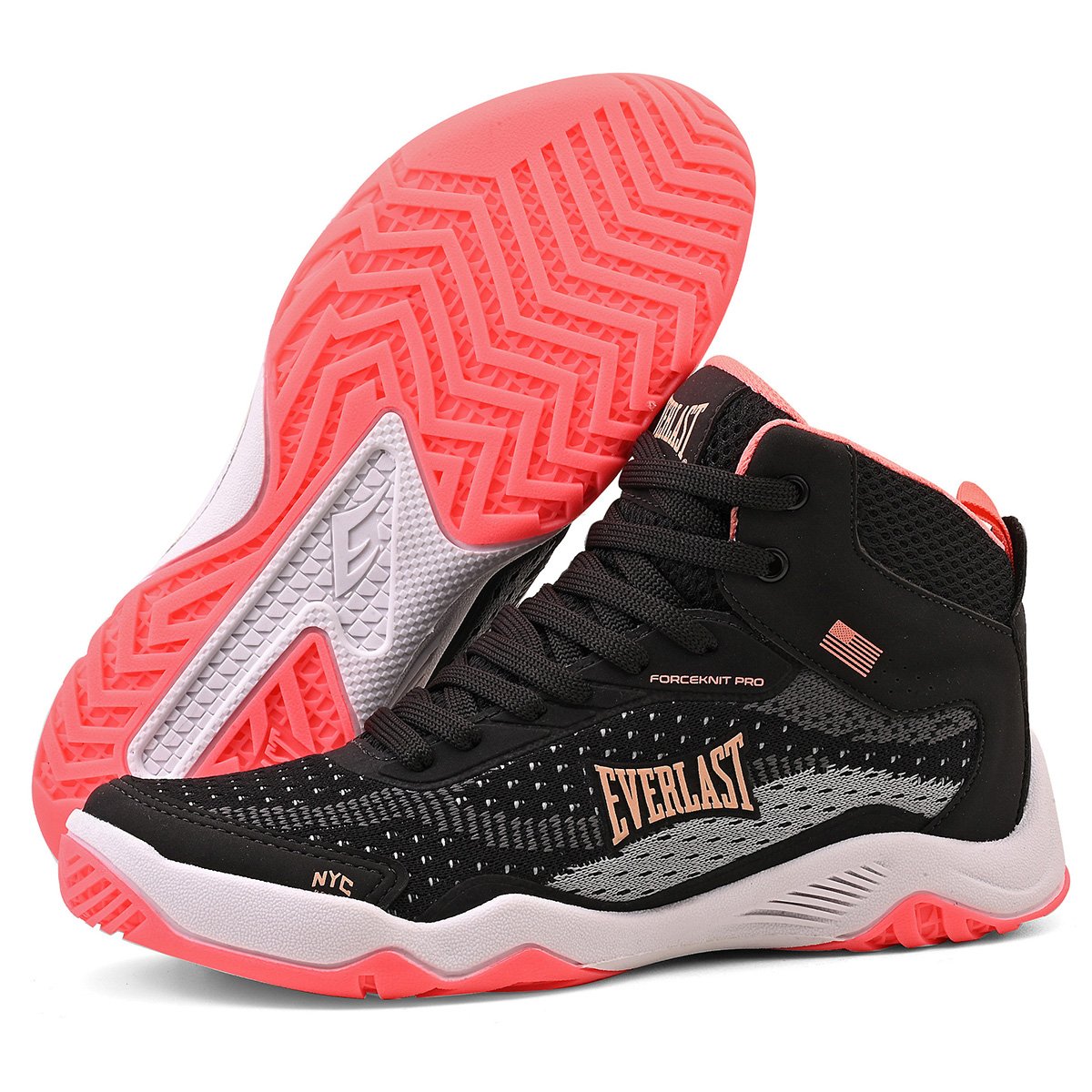 TÊNIS EVERLAST FORCEKNIT PRO FEMININO PRETO/ROSA Preto/Rosa 6