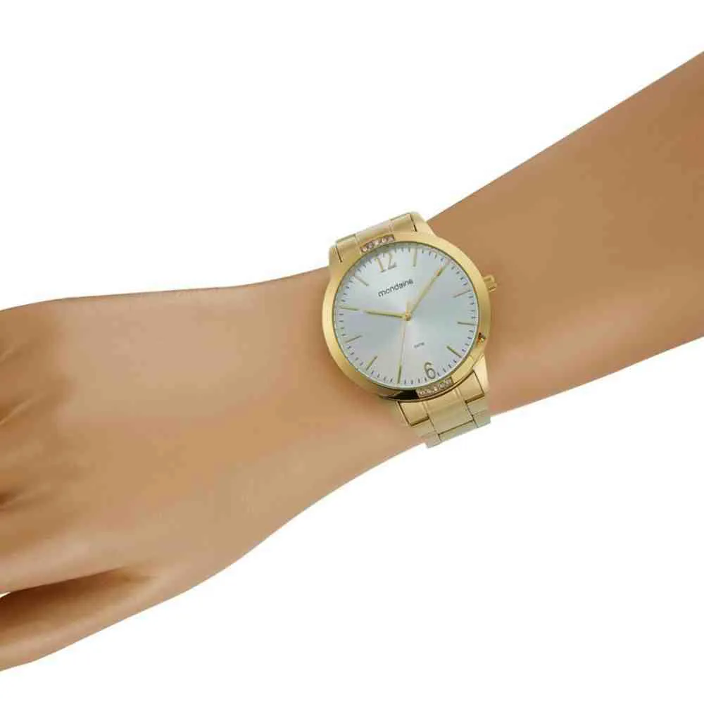 Relógio Feminino Dourado Cravejado Com Pedras Coloridas Mondaine  99095LPMVDE1 - Relógio Feminino Dourado Cravejado Com Pedras Coloridas  Mondaine 99095LPMVDE1 - MONDAINE