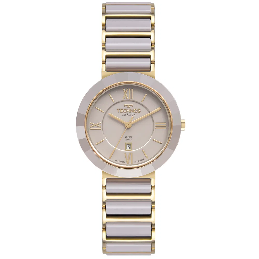 Relógio Branco e Dourado Feminino Technos 2015CE/1C Branco 1