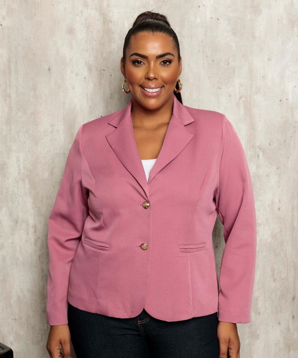Blazer Plus Size Com Botão Allmaria Rosa