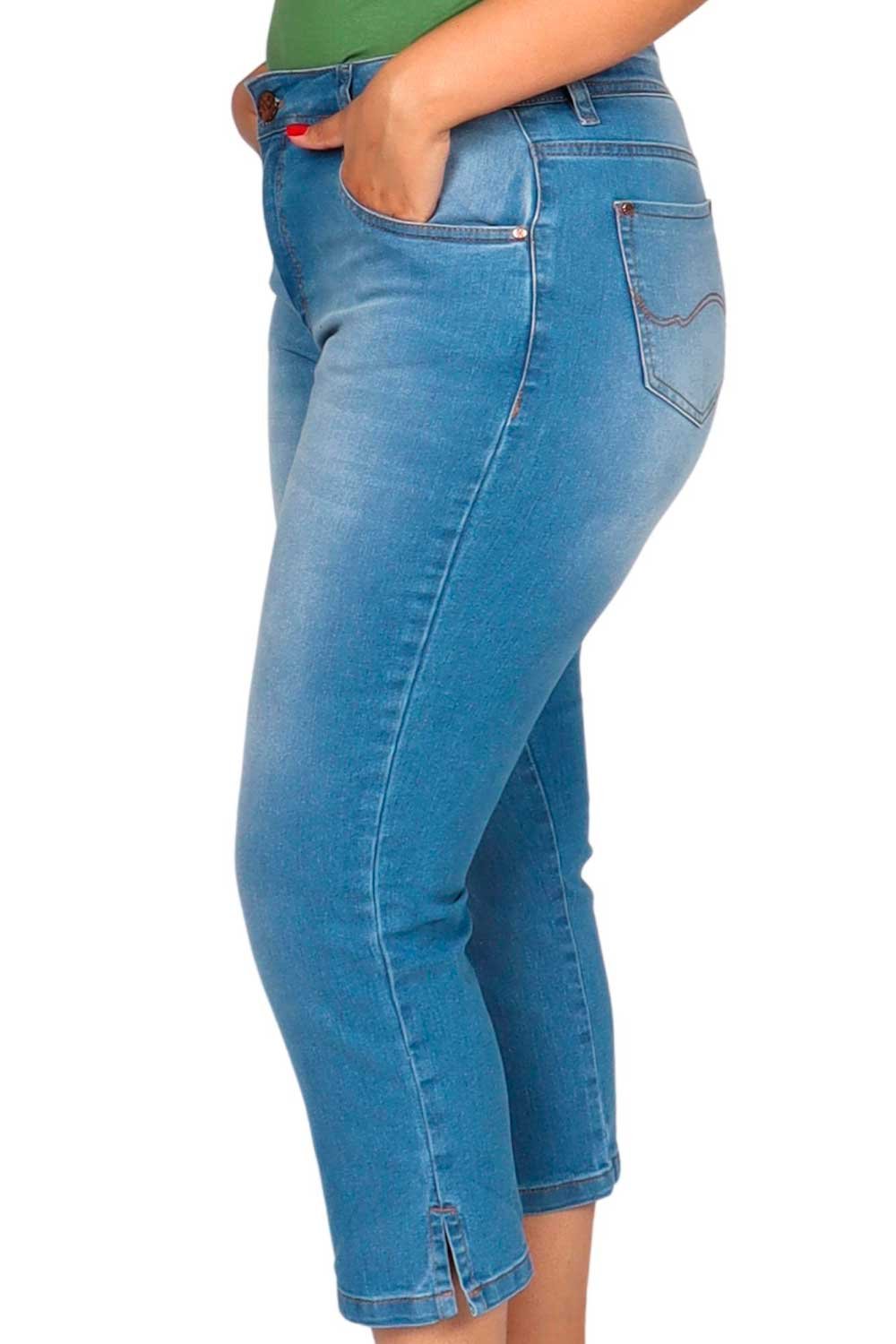 Calça Capri Almaria Plus Size Fact Jeans Azul
